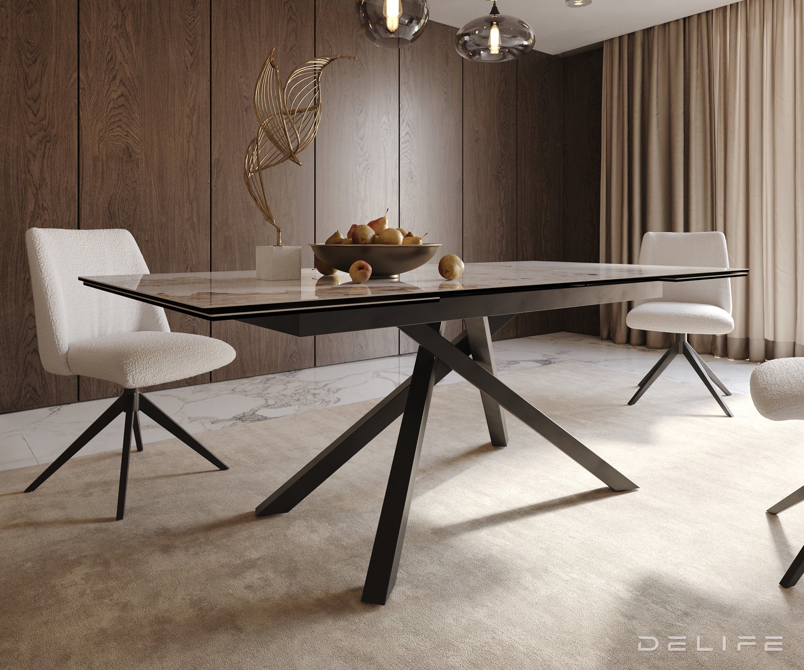Produljivi stol Edge 200/300x100, Materijal: Keramika Minas Melange