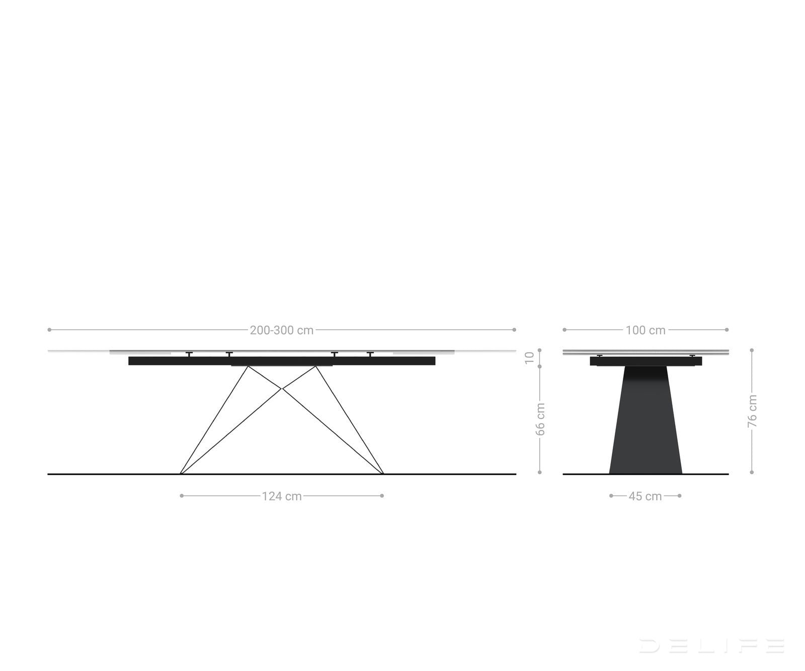 Produljivi stol Edge 200/300x100, Materijal: Keramika Minas Melange