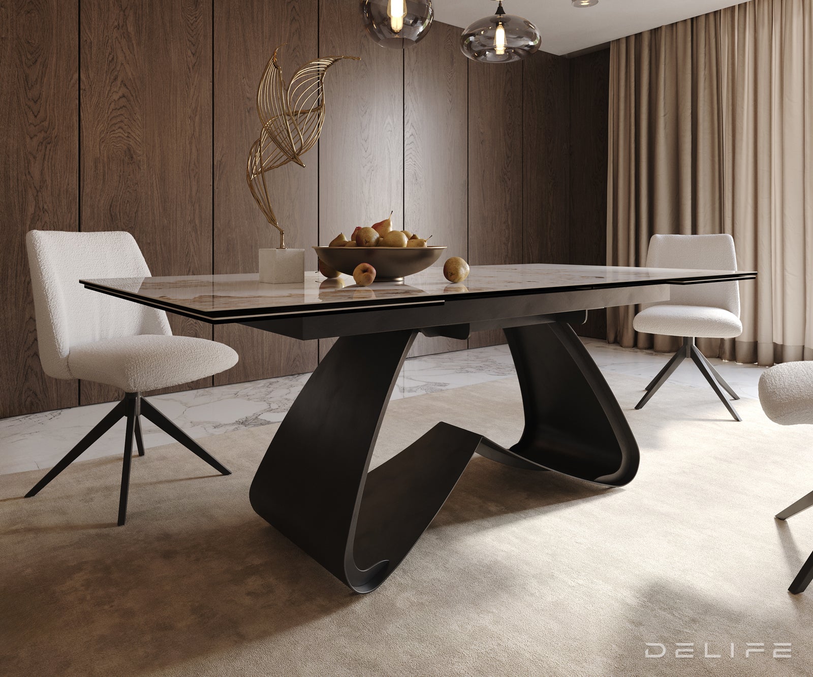 Produljivi stol Edge 200/300x100, Materijal: Keramika Minas Melange