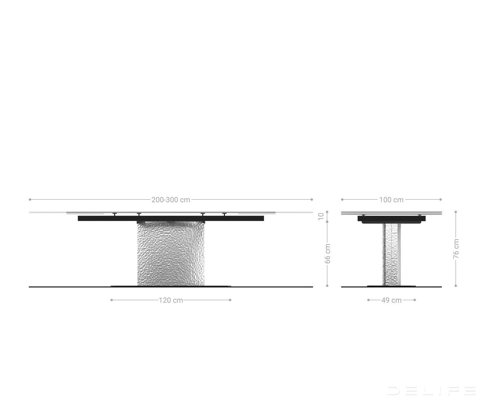 Produljivi stol Edge 200/300x100, Materijal: Keramika Minas Melange