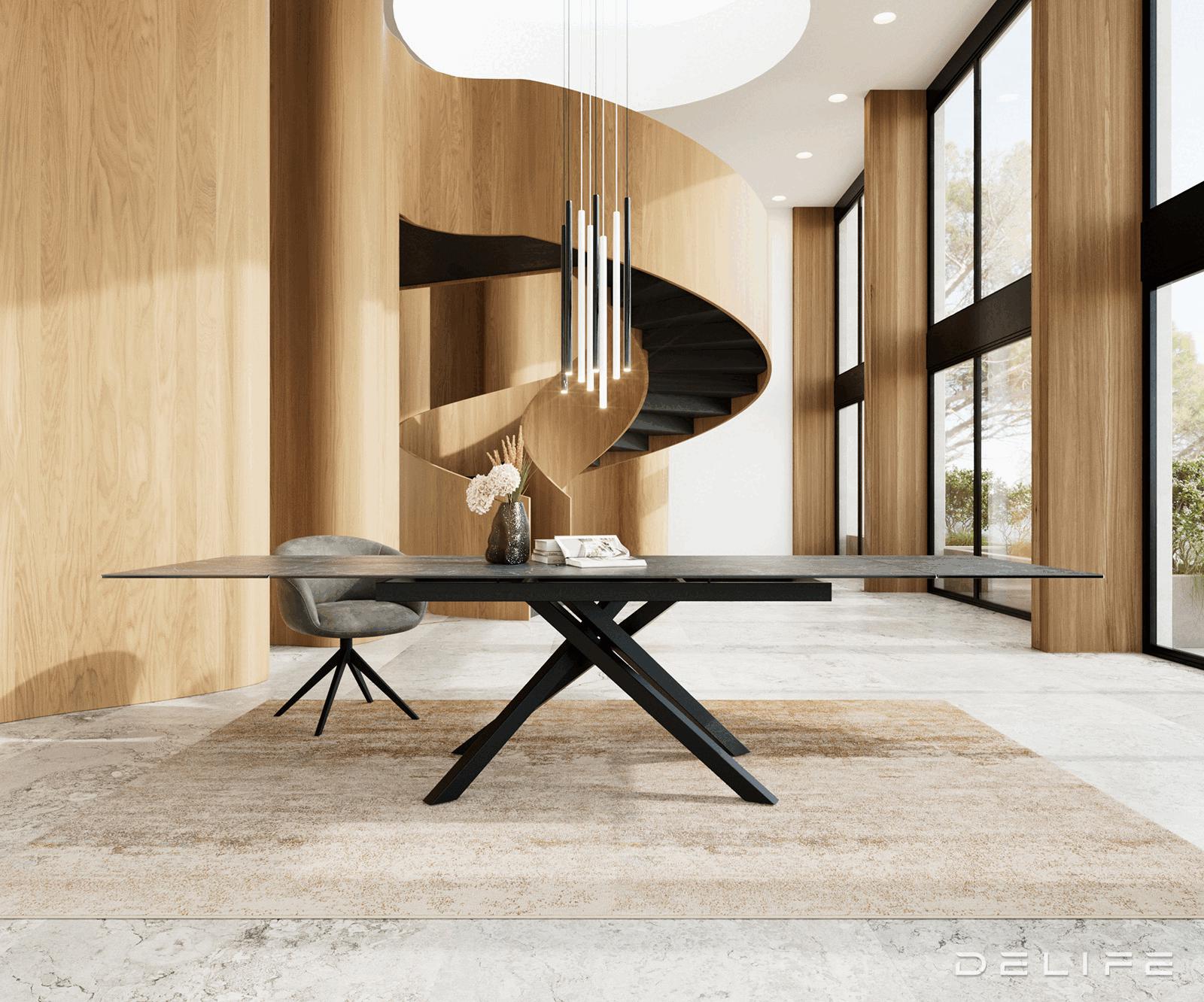 Blagovaonski stol Edge 200/300x100, Materijal: Keramika Laminam Nero Greco