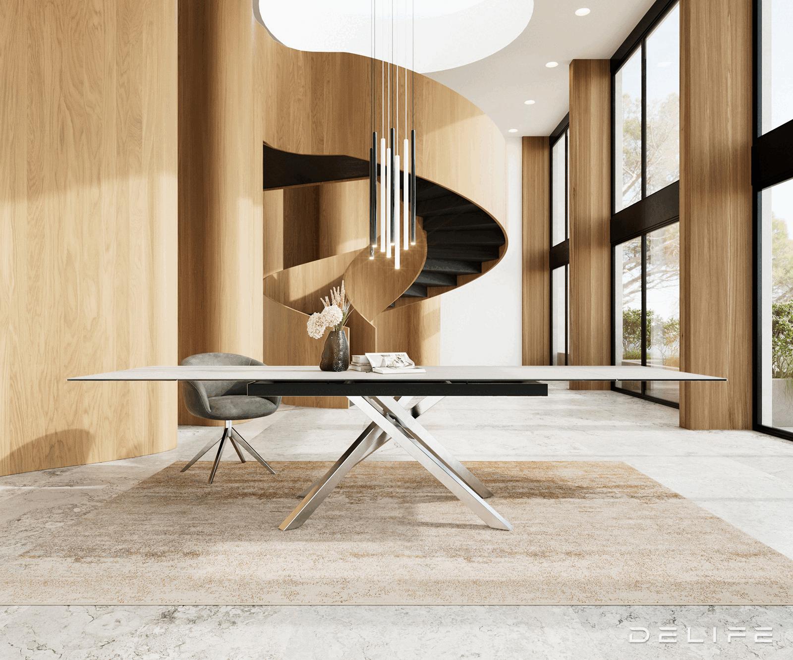 Blagovaonski stol Edge 200/300x100, Materijal: Keramika Laminam Statuarietto