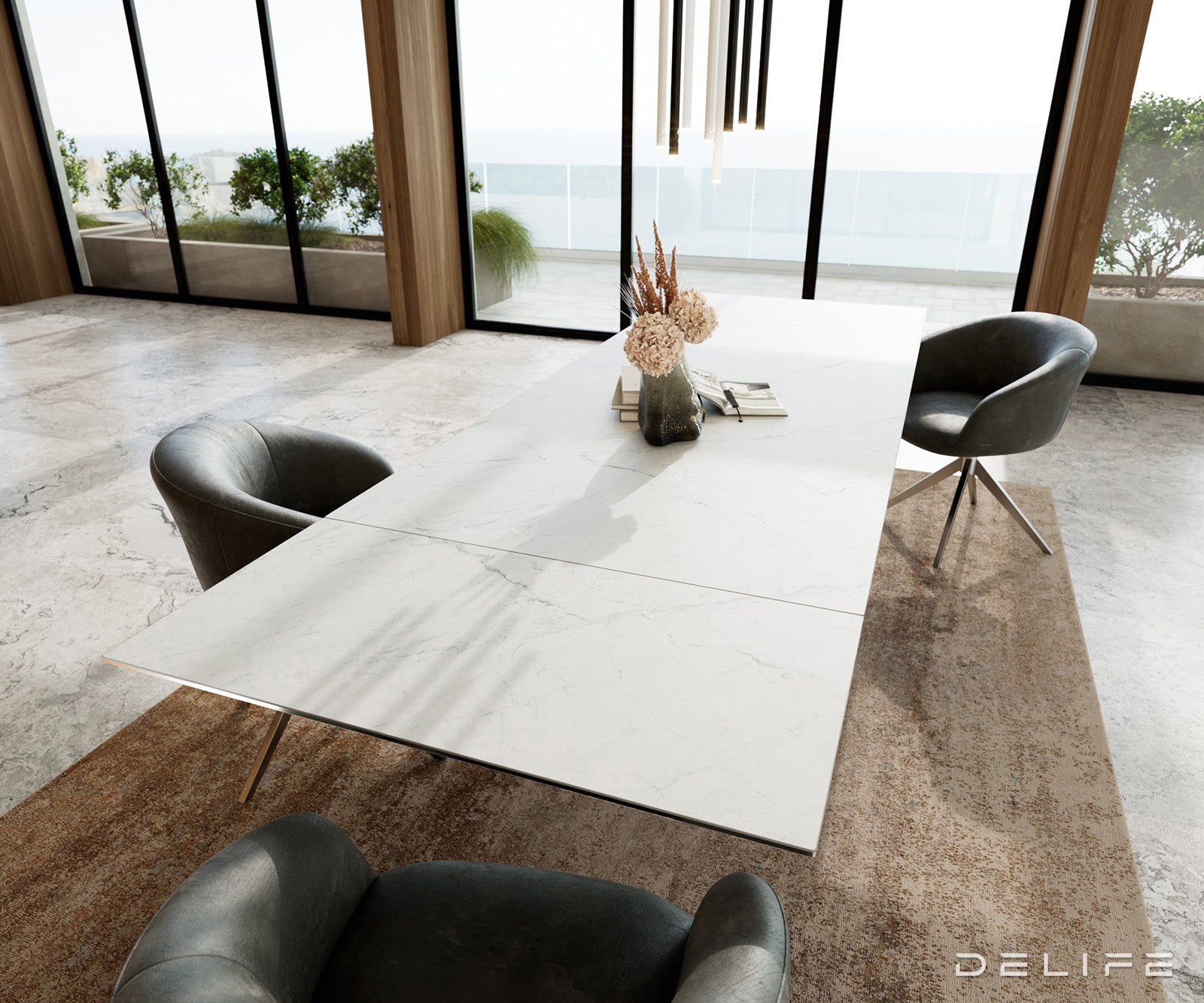 Blagovaonski stol Edge 200/300x100, Materijal: Keramika Laminam Statuarietto