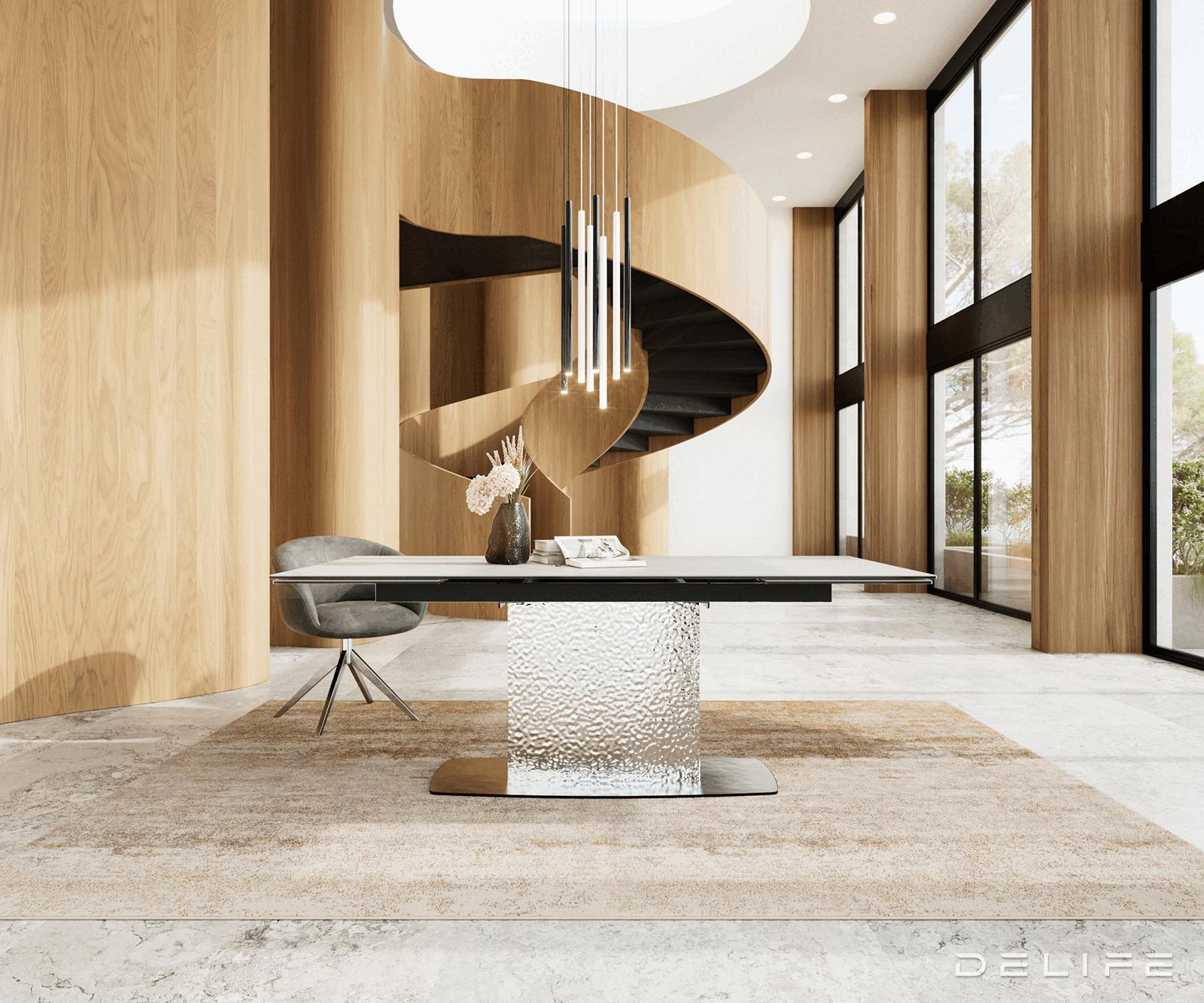 Blagovaonski stol Edge 200/300x100, Materijal: Keramika Laminam Statuarietto