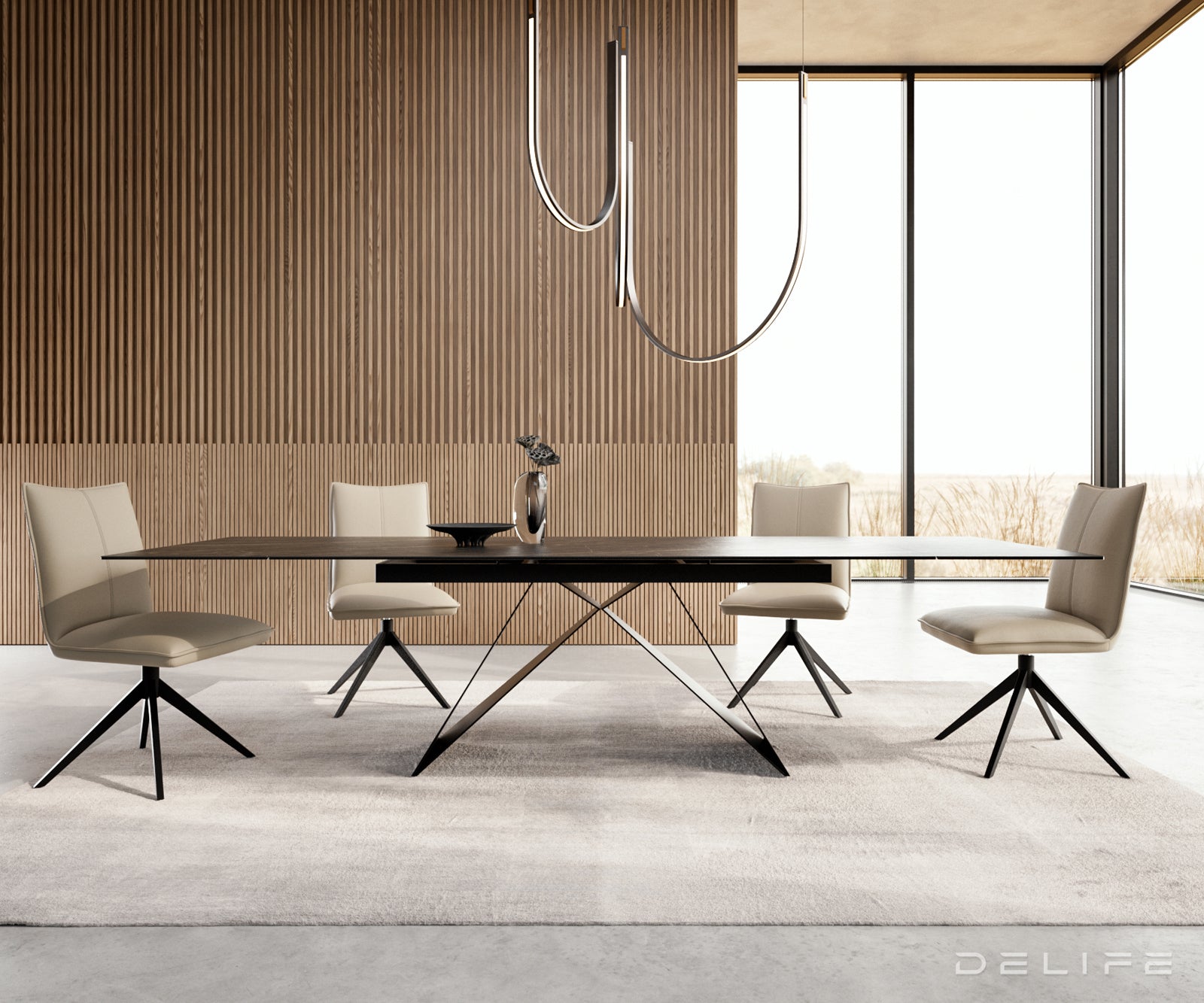 Produljivi stol Edge 200/300x100, Materijal: Keramika Laminam Noir Desir