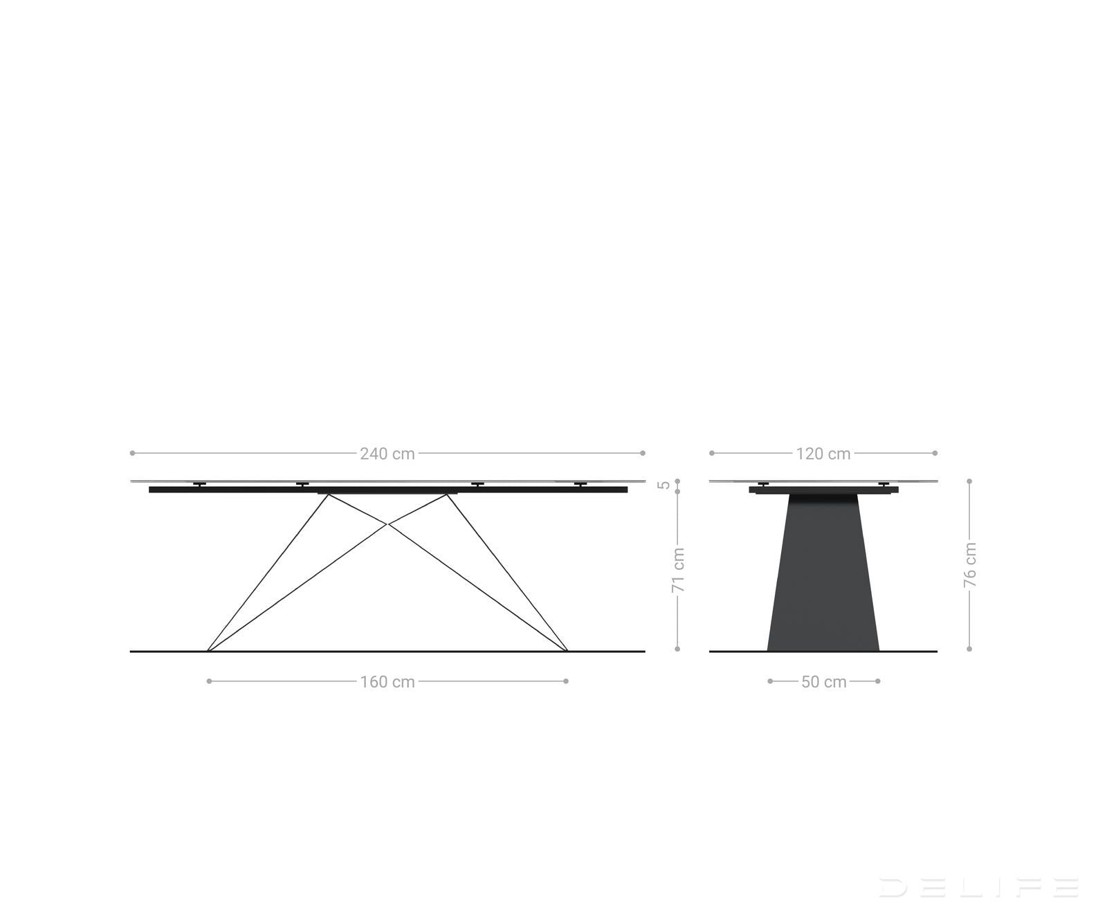 Blagovaonski stol Edge Boot 240x120cm, Materijal: staklo/metal