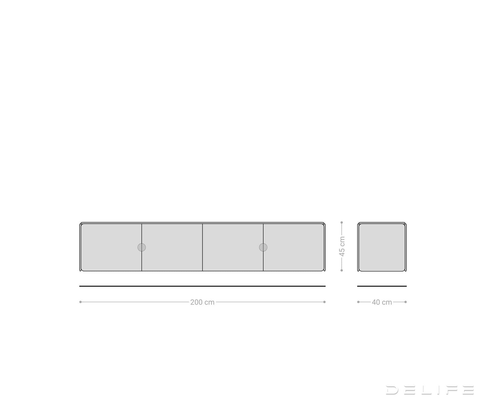 Viseća TV komoda Shavani 200x40cm, Materijal: Bagrem