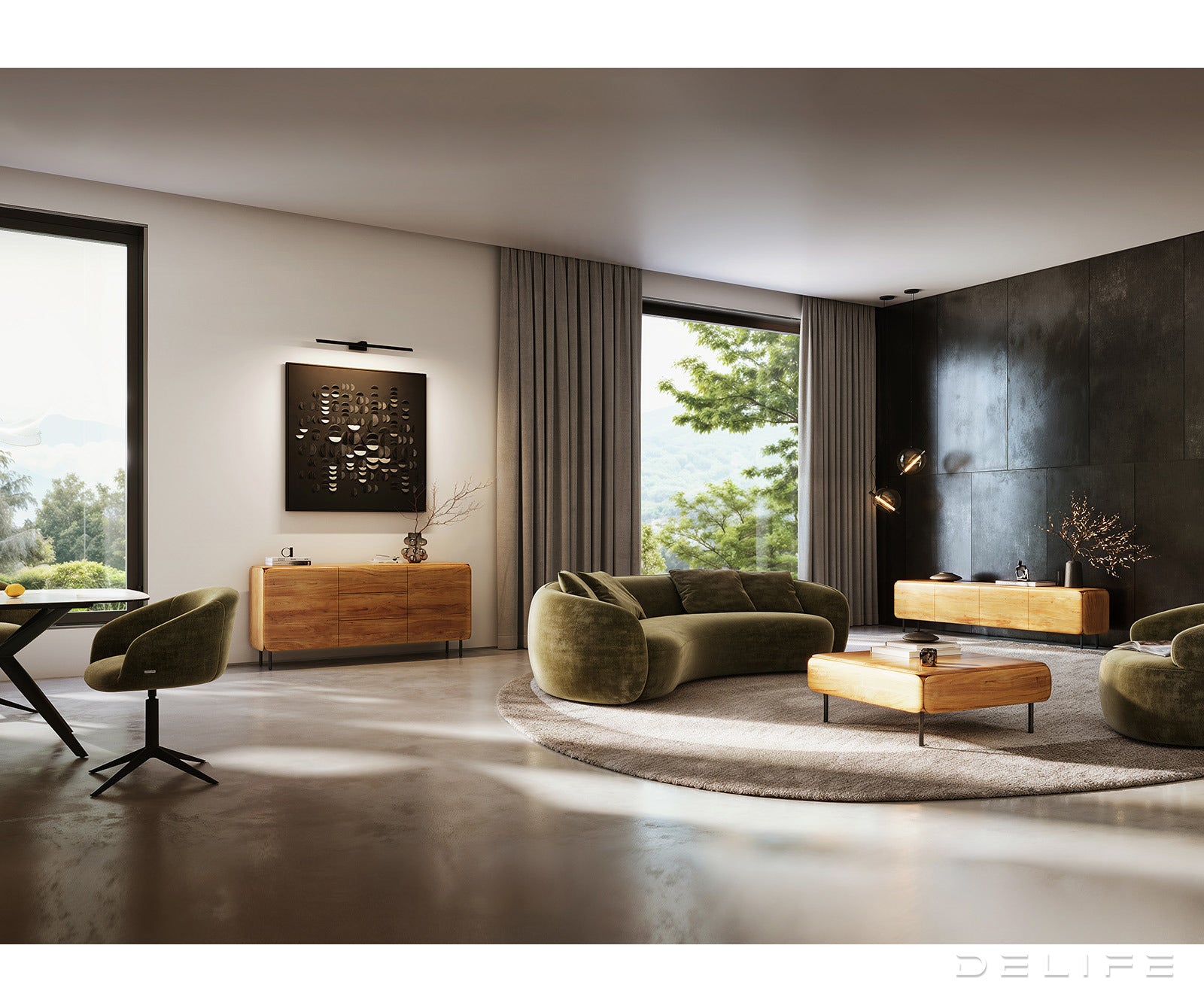Viseća TV komoda Shavani 200x40cm, Materijal: Bagrem