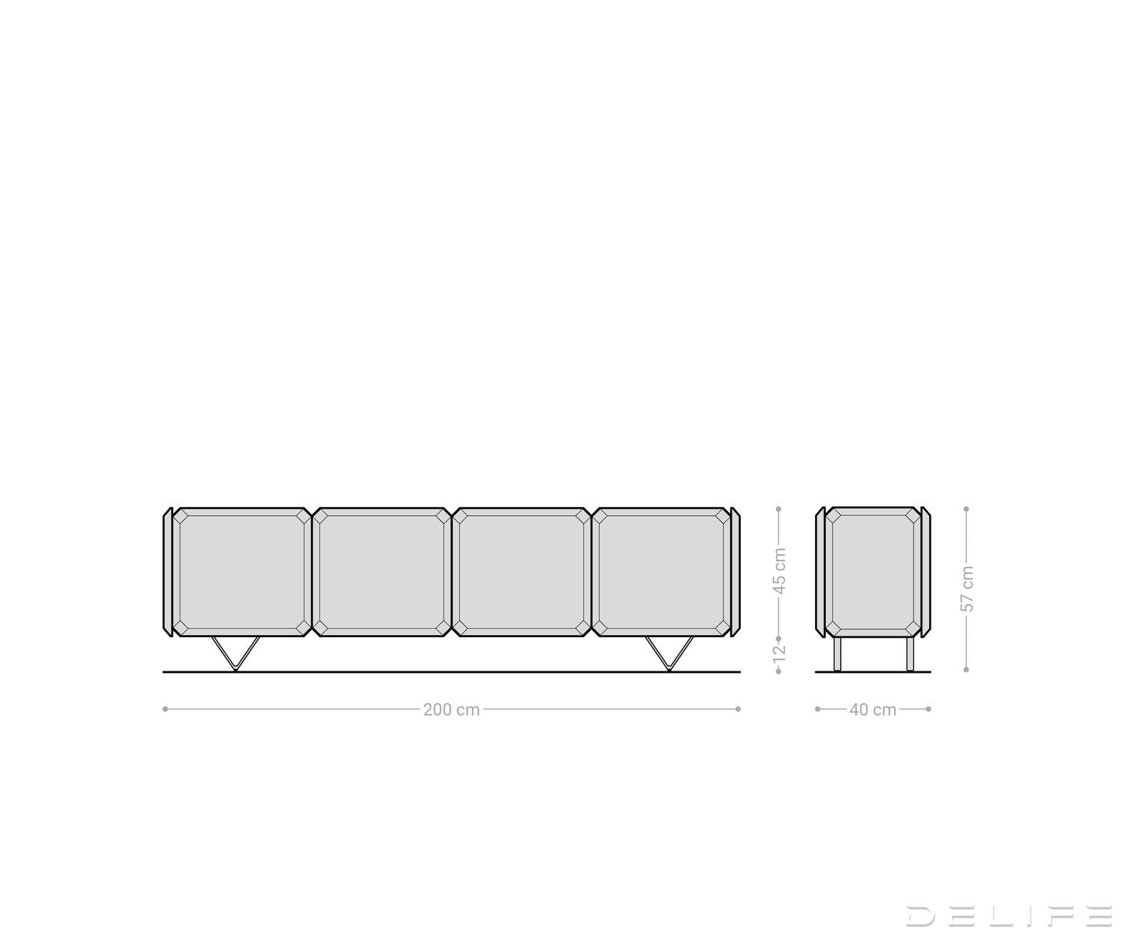 Komoda Kiano 200x40cm, Materijal: Bagrem