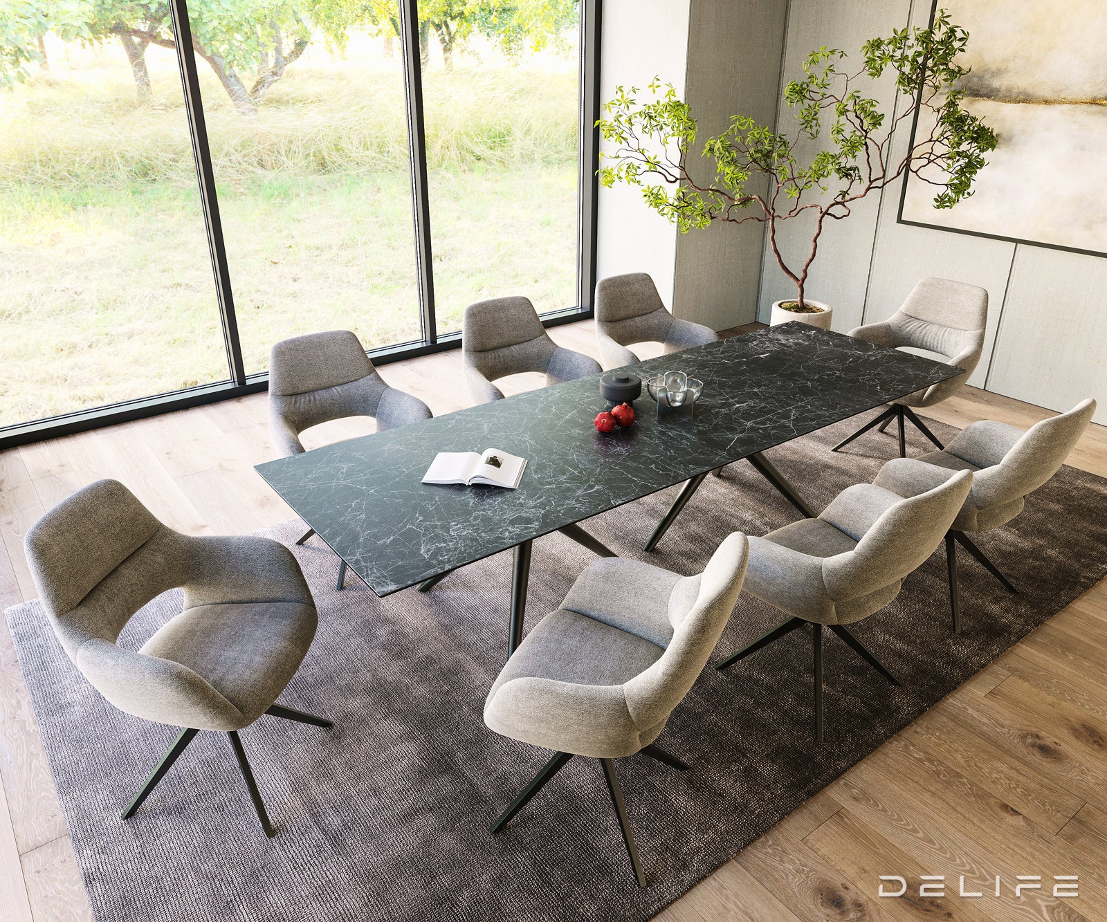 Blagovaonski stol Edge 300x100cm, Materijal: Keramika Laminam Nero Greco