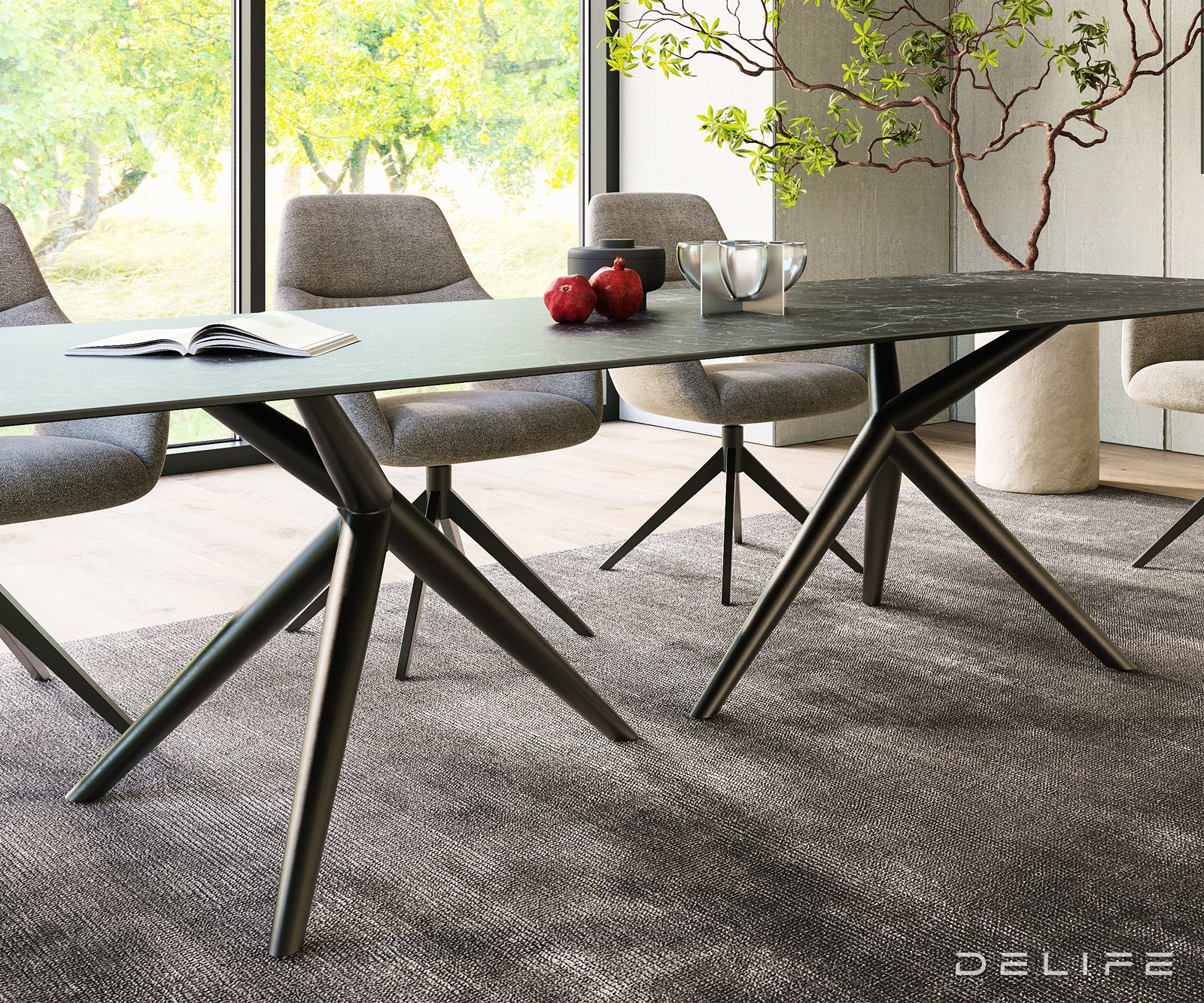 Blagovaonski stol Edge 300x100cm, Materijal: Keramika Laminam Nero Greco