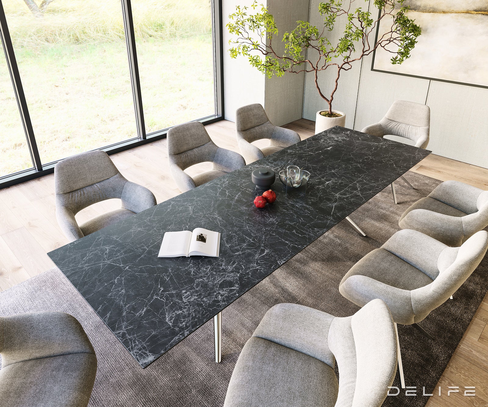 Blagovaonski stol Edge 300x100cm, Materijal: Keramika Laminam Nero Greco