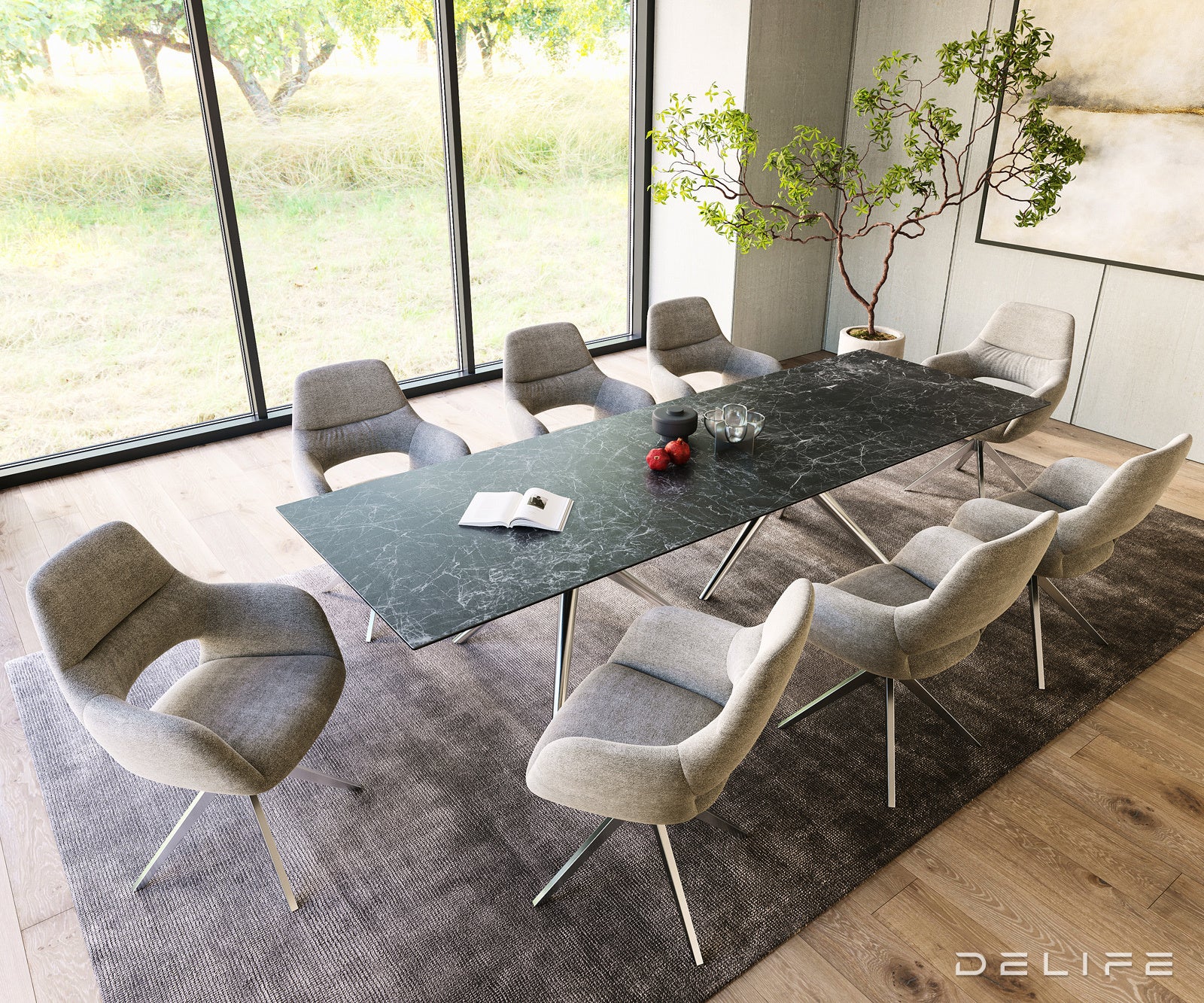 Blagovaonski stol Edge 300x100cm, Materijal: Keramika Laminam Nero Greco