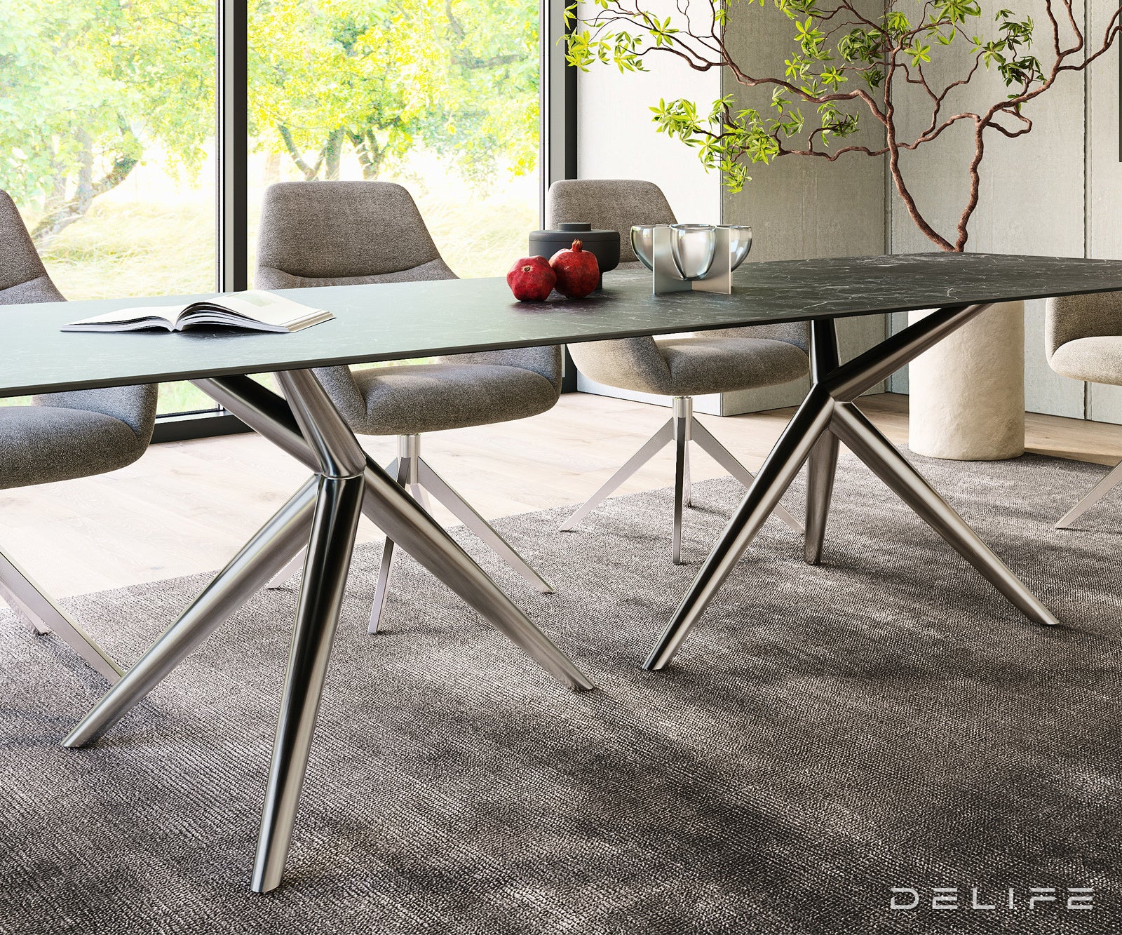 Blagovaonski stol Edge 300x100cm, Materijal: Keramika Laminam Nero Greco