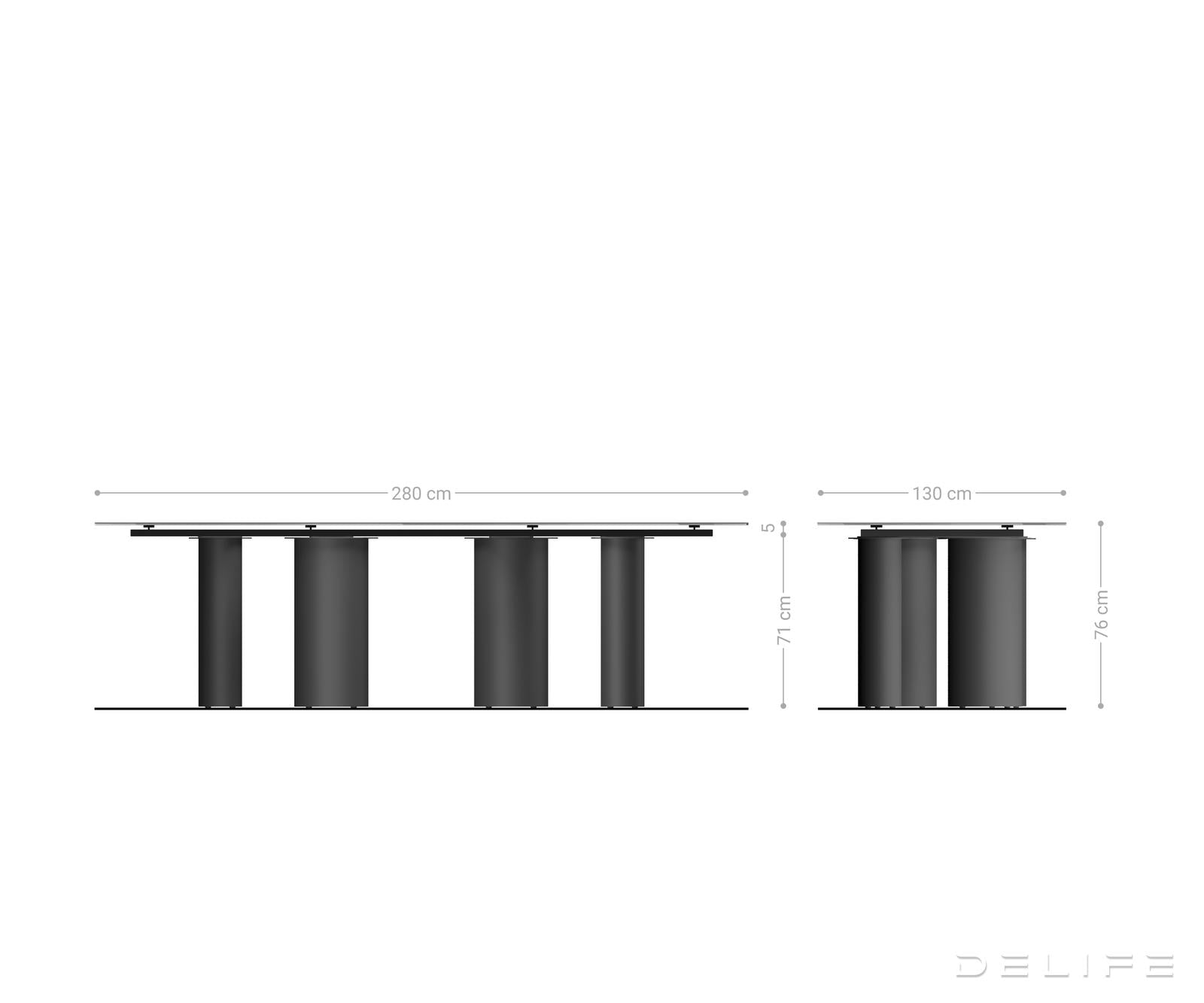 Blagovaonski stol Edge 280x130cm, Materijal: Keramika na staklu