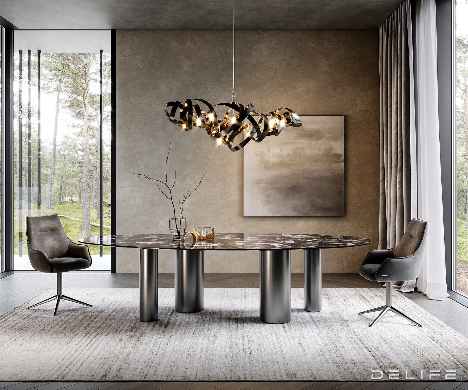 Blagovaonski stol Edge 280x130cm, Materijal: Keramika na staklu