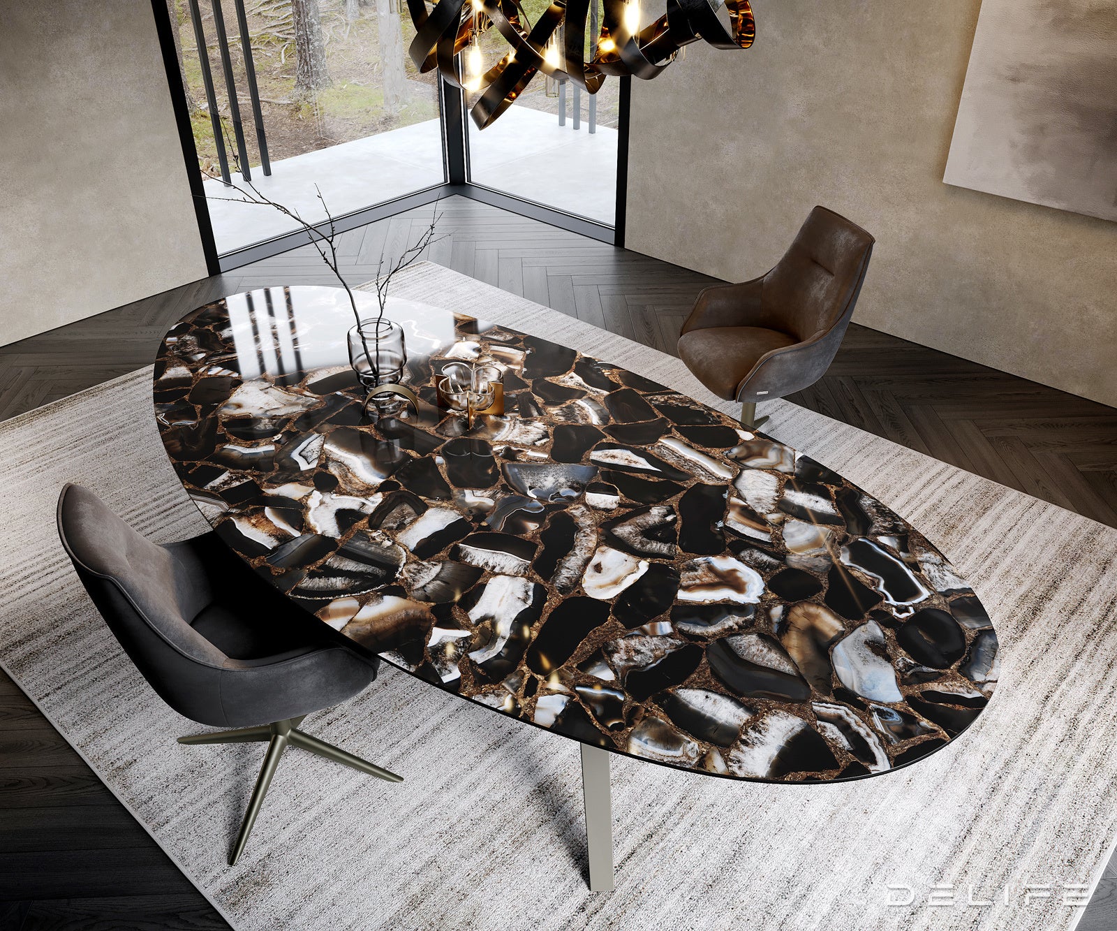 Blagovaonski stol Edge 280x130cm, Materijal: Keramika na staklu
