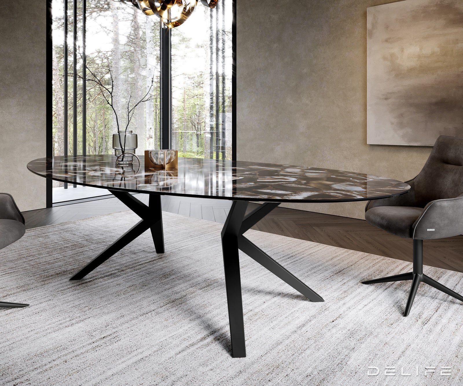 Blagovaonski stol Edge 280x130cm, Materijal: Keramika na staklu