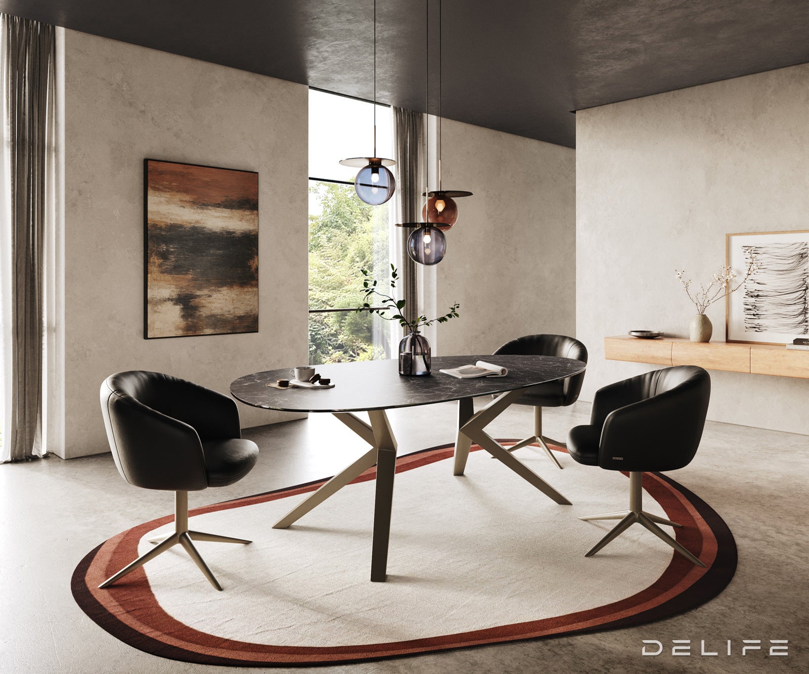 Blagovaonski stol Edge 220x120cm, Materijal: Keramika Laminam Nero Greco