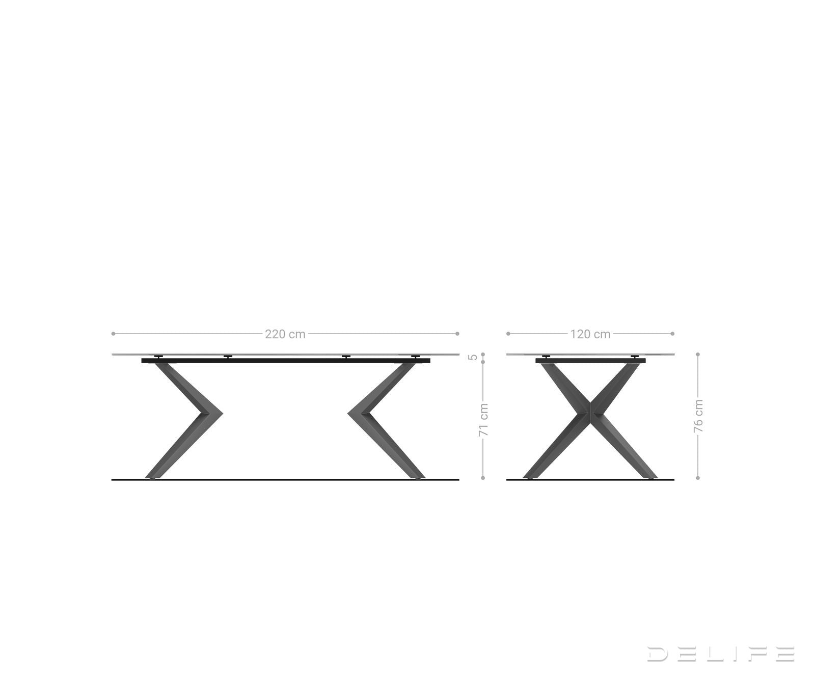Blagovaonski stol Edge 220x120cm, Materijal: Keramika Laminam Nero Greco