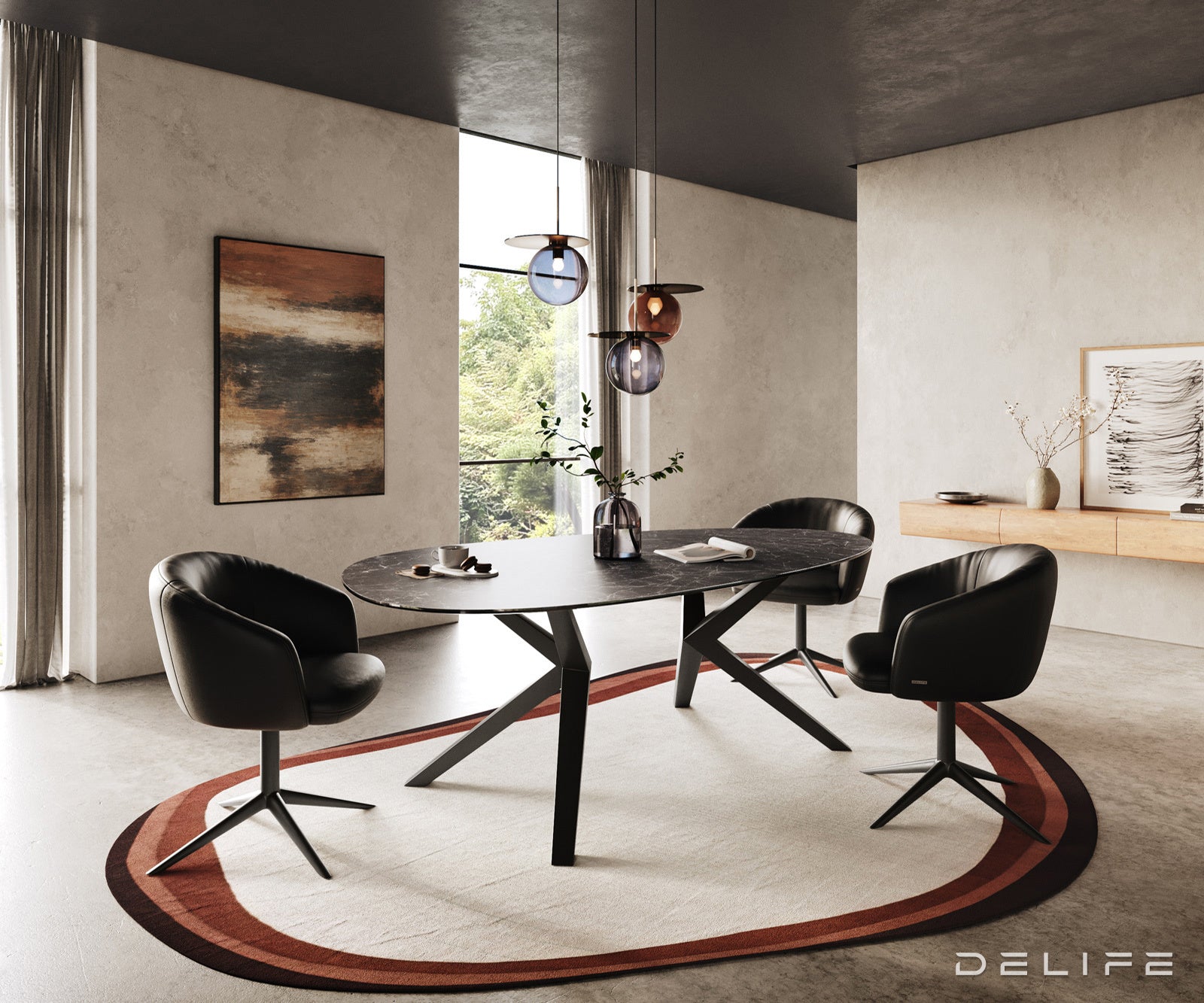 Blagovaonski stol Edge 220x120cm, Materijal: Keramika Laminam Nero Greco