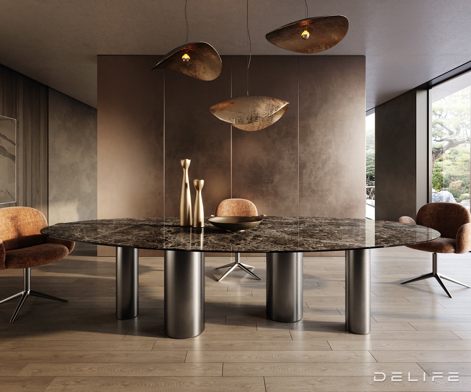 Blagovaonski stol Edge 315x150cm, Materijal: Keramika Laminam Emperador Extra Lucidato
