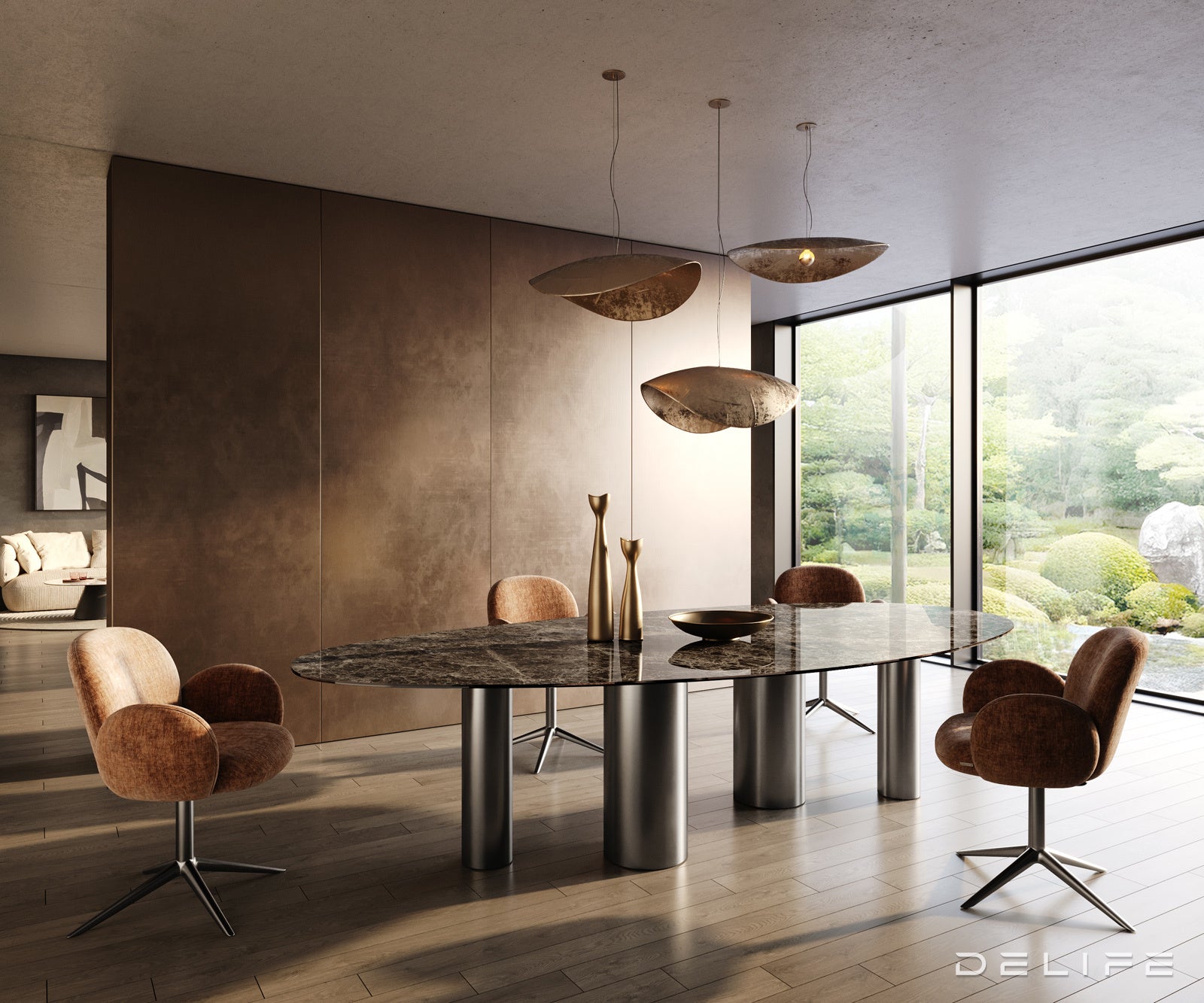 Blagovaonski stol Edge 315x150cm, Materijal: Keramika Laminam Emperador Extra Lucidato