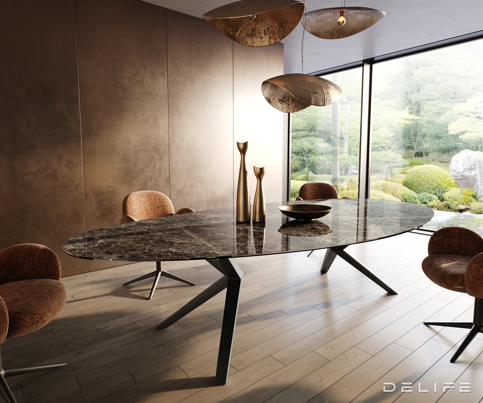 Blagovaonski stol Edge 315x150cm, Materijal: Keramika Laminam Emperador Extra Lucidato