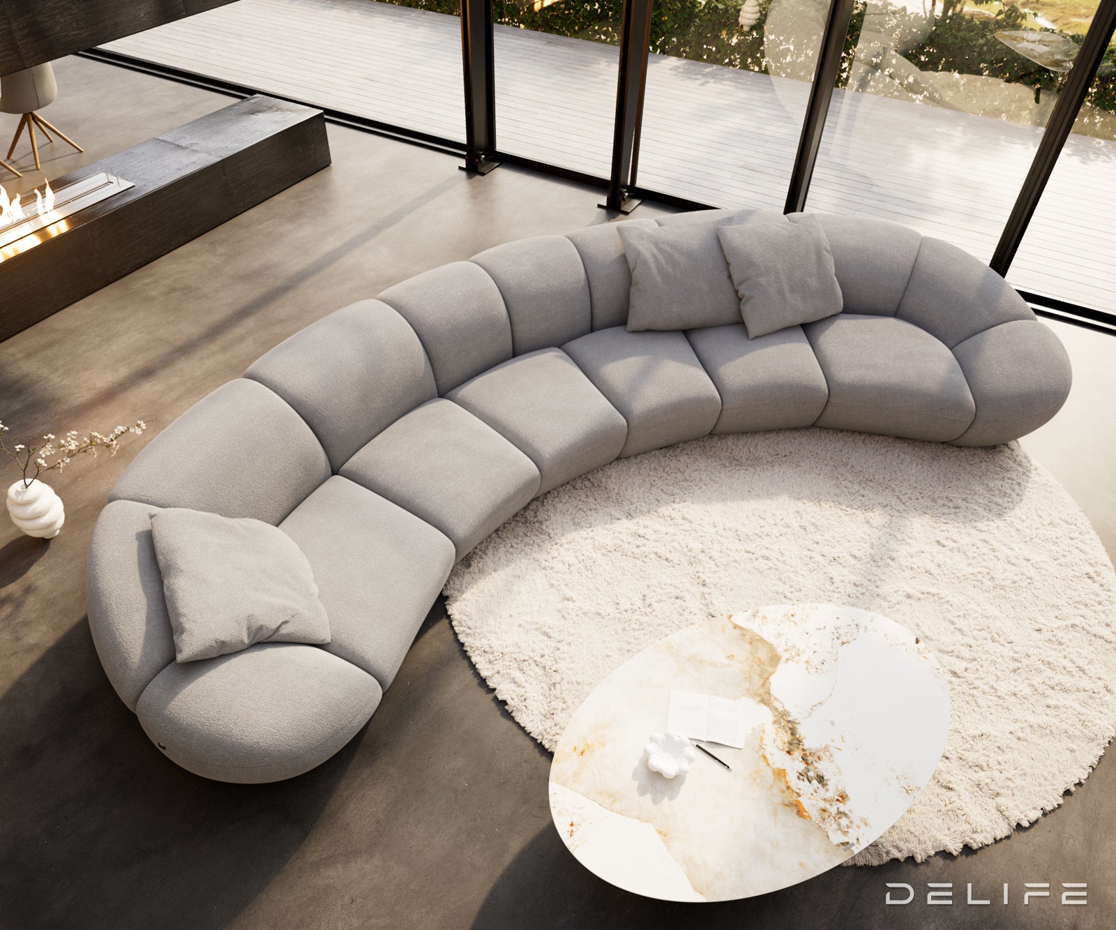 Sofa Lunna 464x212cm, Materijal: Strukturirana tkanina