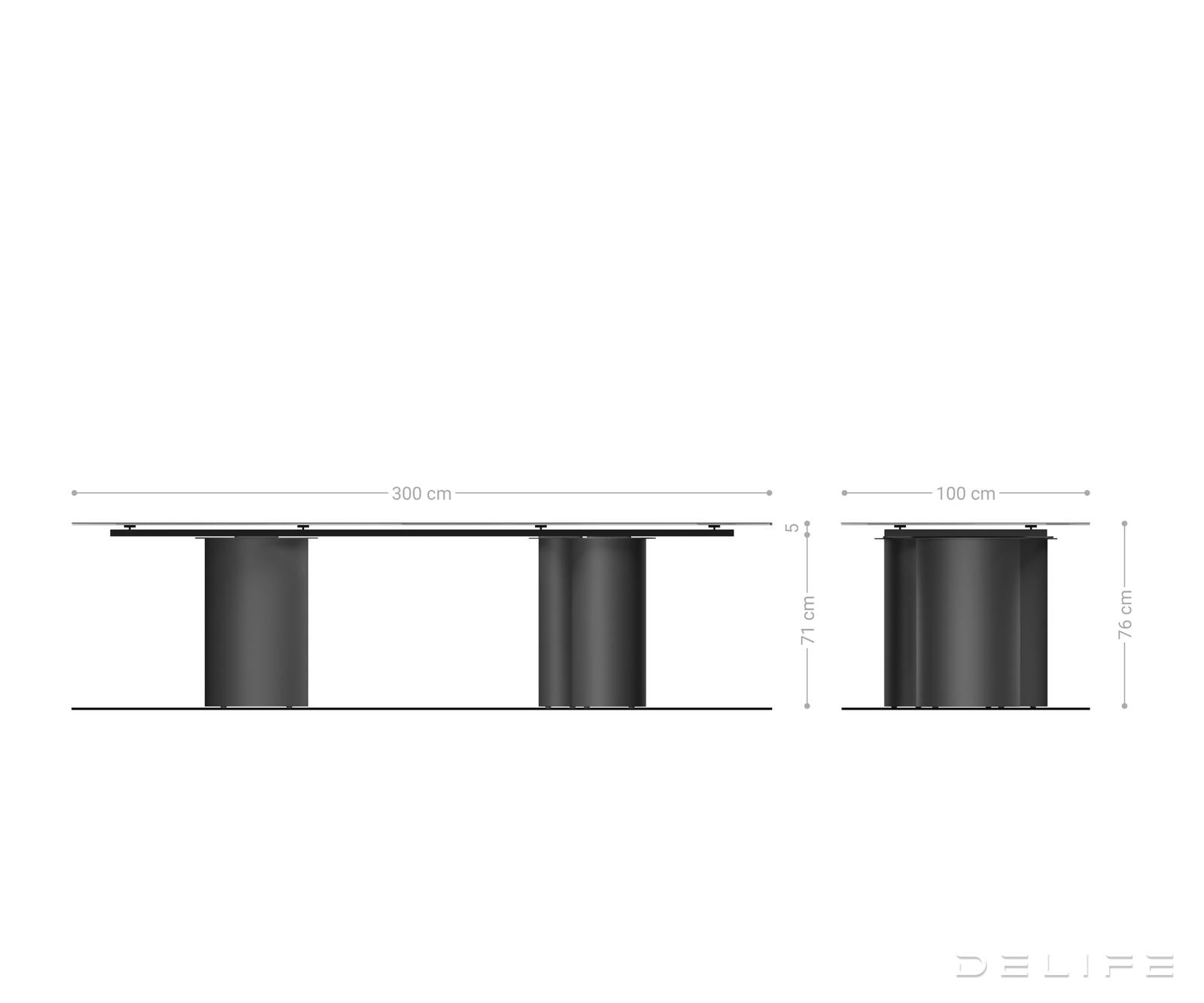 Blagovaonski stol Edge 300x100cm, Materijal: Keramika na staklu