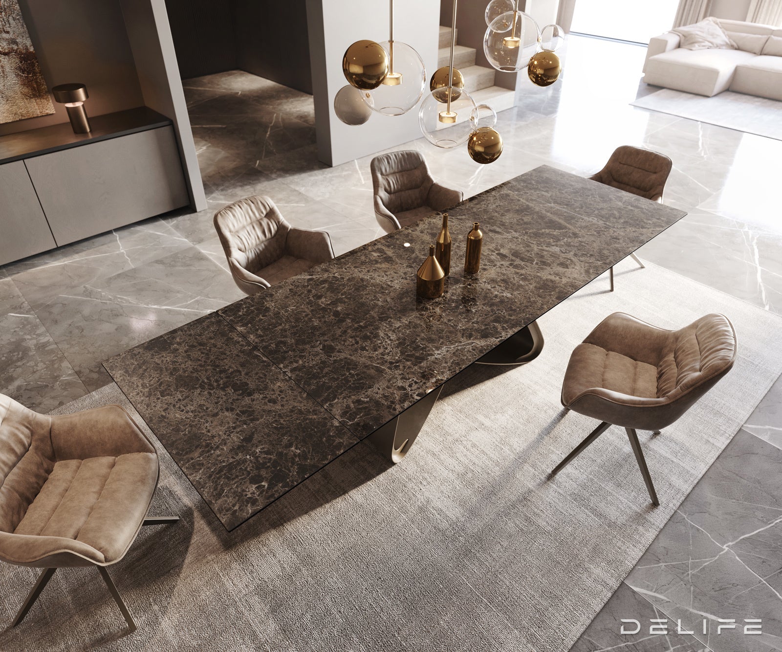 Produljivi blagovaonski stol Edge 200/300x100cm, Materijal: Keramika na staklu