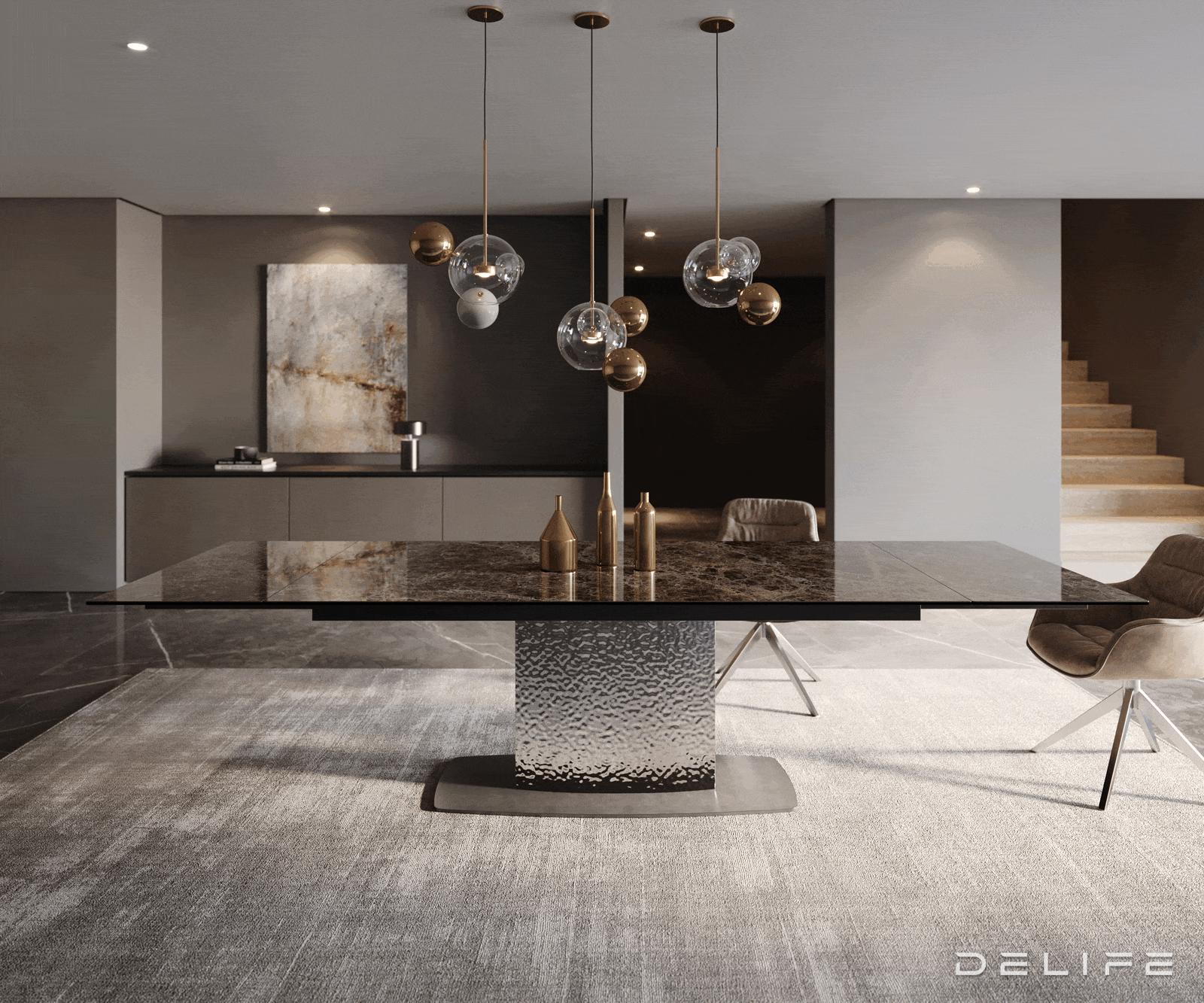 Produljivi blagovaonski stol Edge 200/300x100cm, Materijal: Keramika na staklu