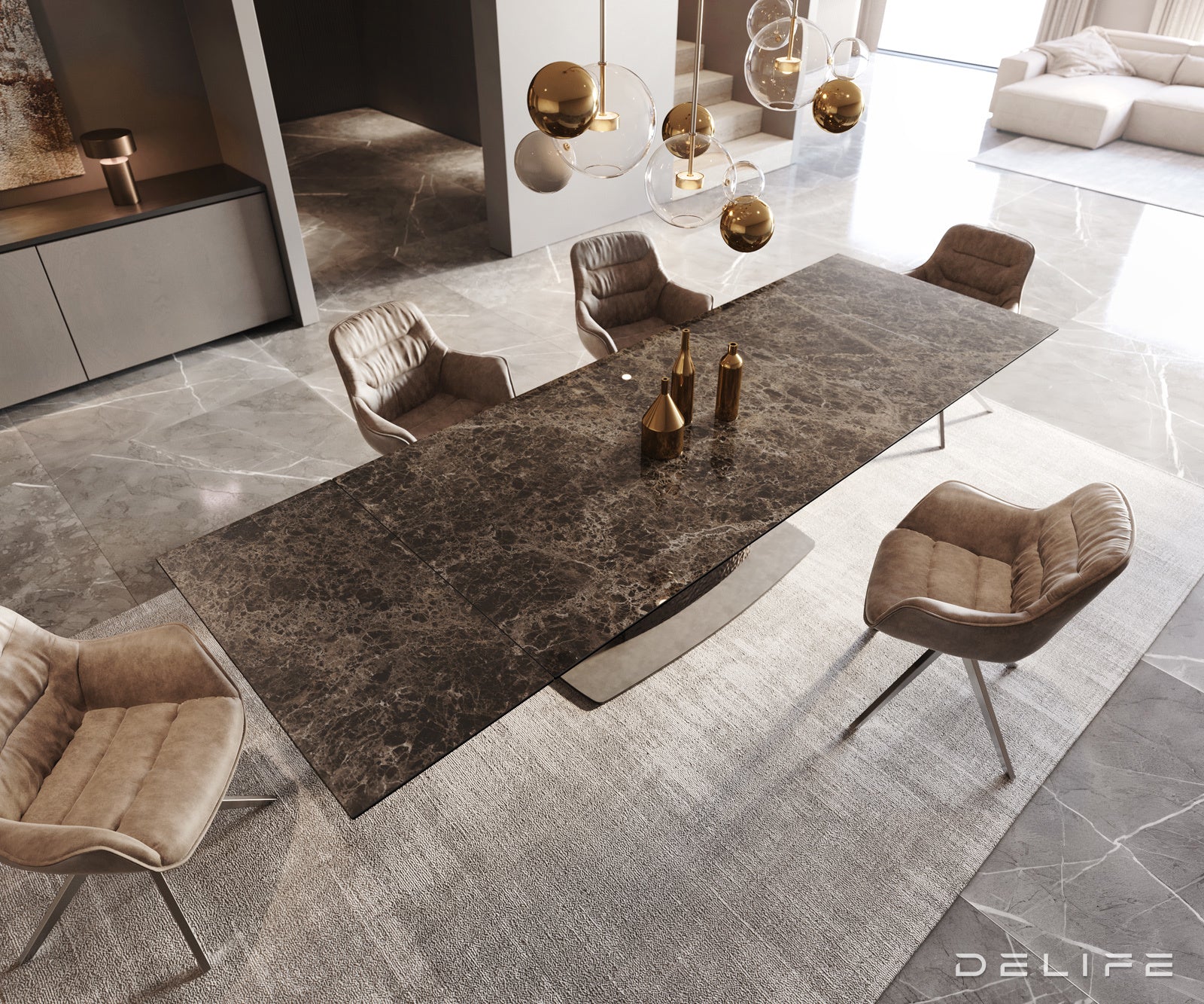 Produljivi blagovaonski stol Edge 200/300x100cm, Materijal: Keramika na staklu