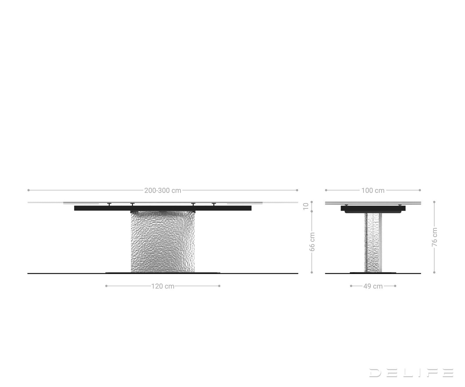 Produljivi blagovaonski stol Edge 200/300x100cm, Materijal: Keramika na staklu