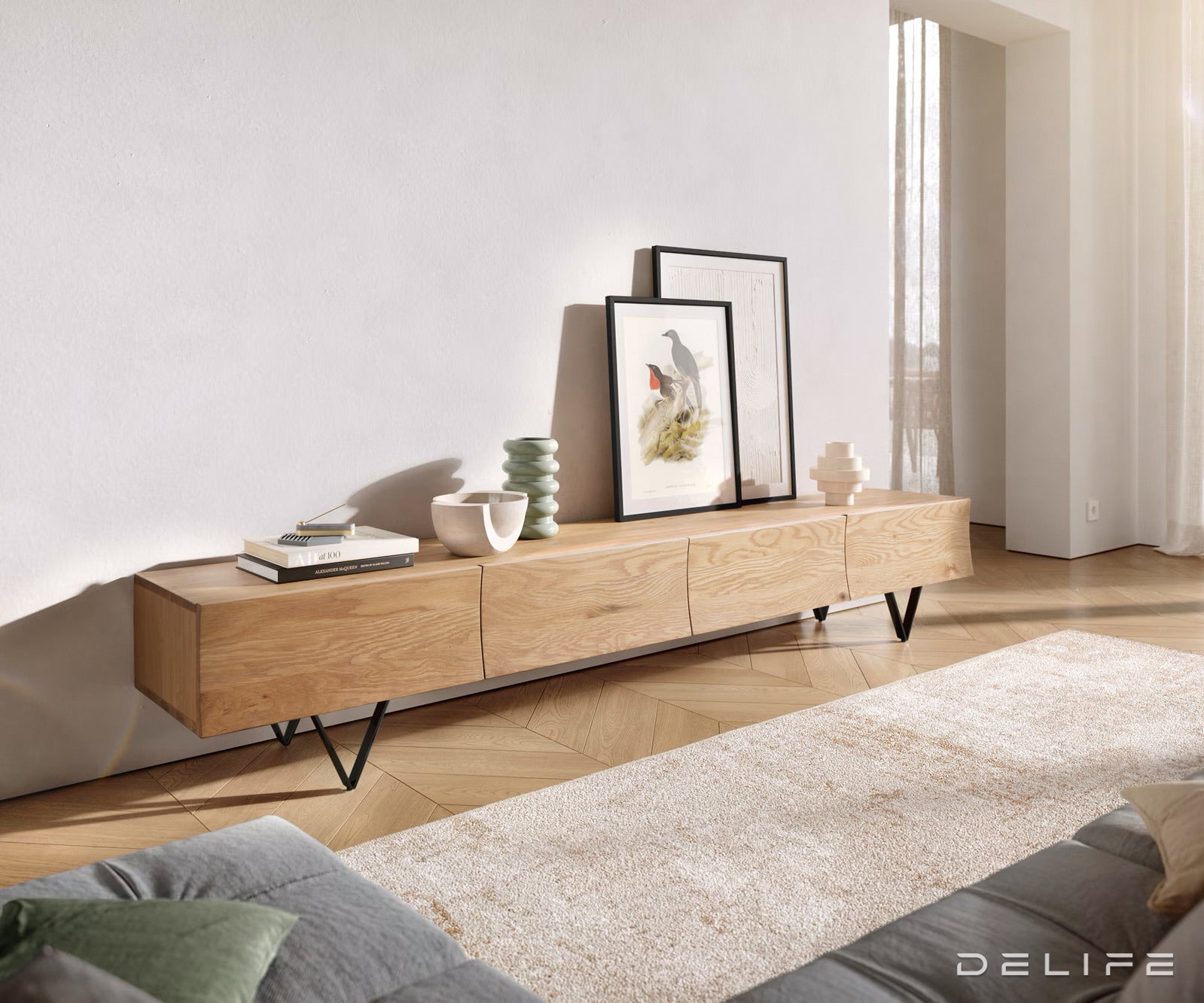 TV Komoda Wyatt 220 cm, Materijal: Hrast
