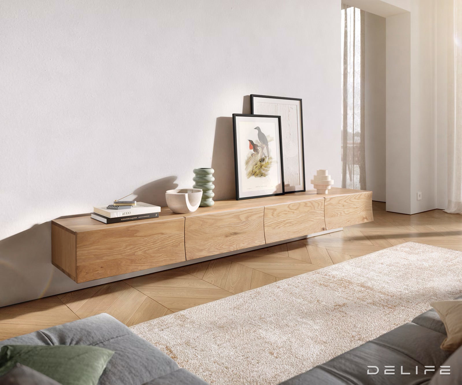 TV Komoda Wyatt 220 cm, Materijal: Hrast