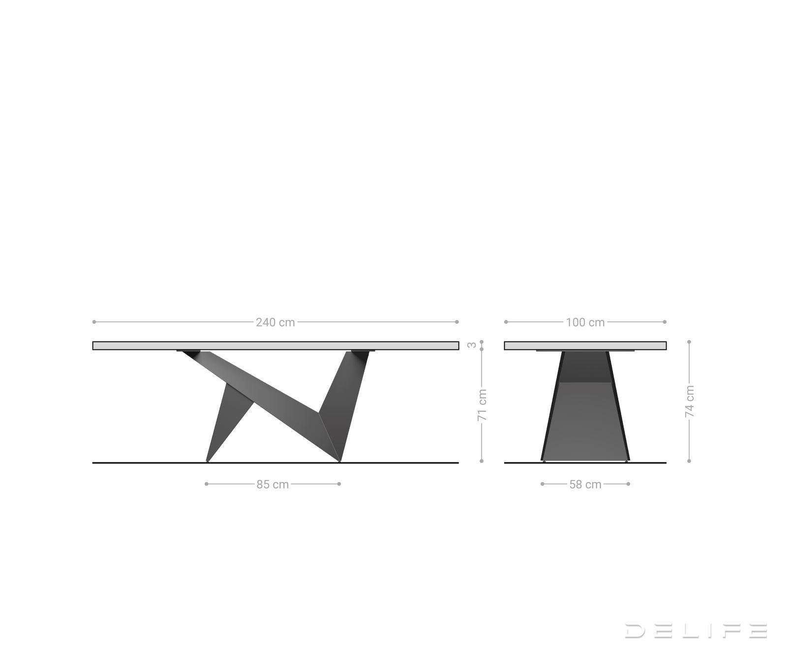 Blagovaonski stol Edge 240x100cm, Materijal: Bagrem