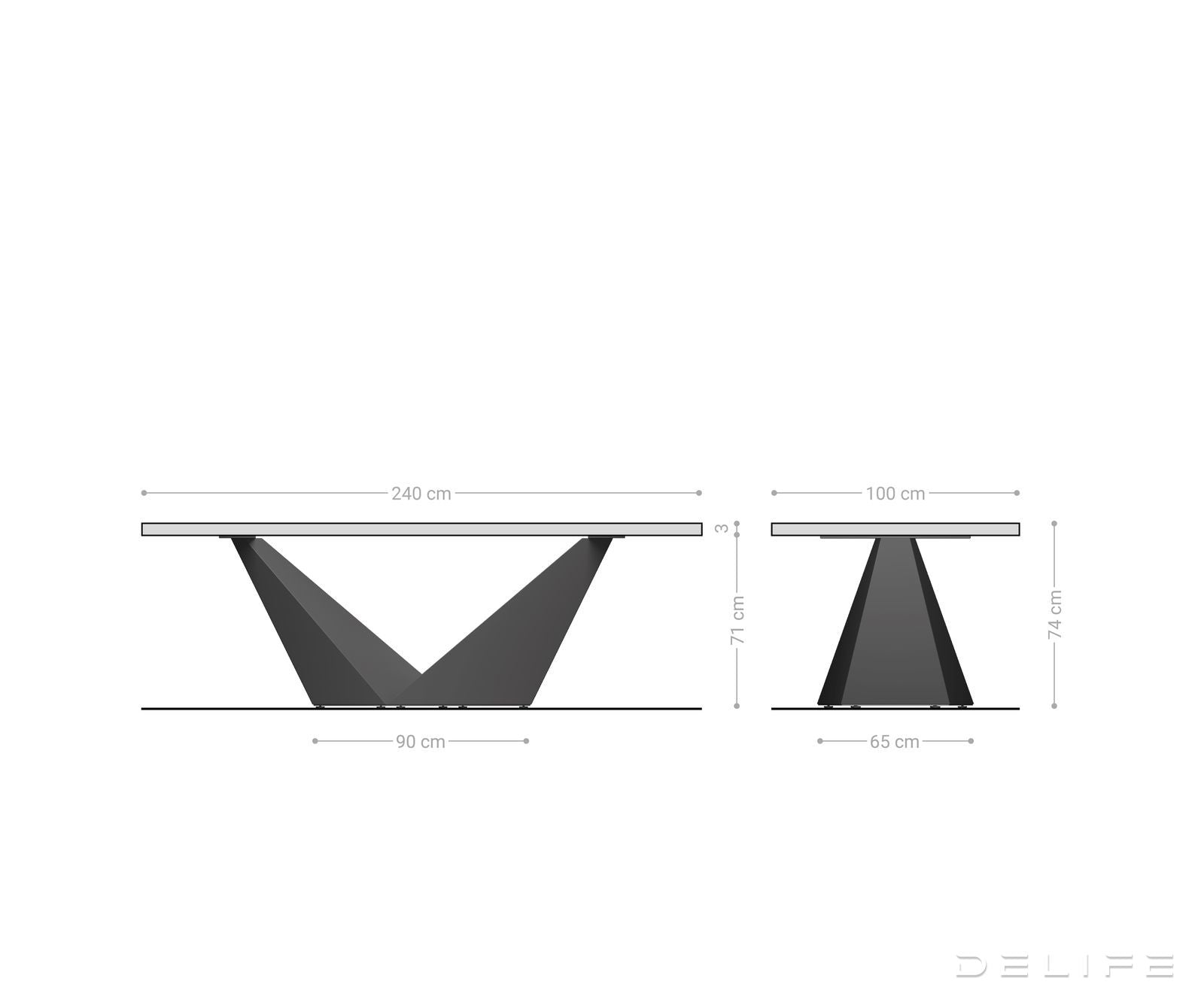 Blagovaonski stol Edge 240x100cm, Materijal: Bagrem