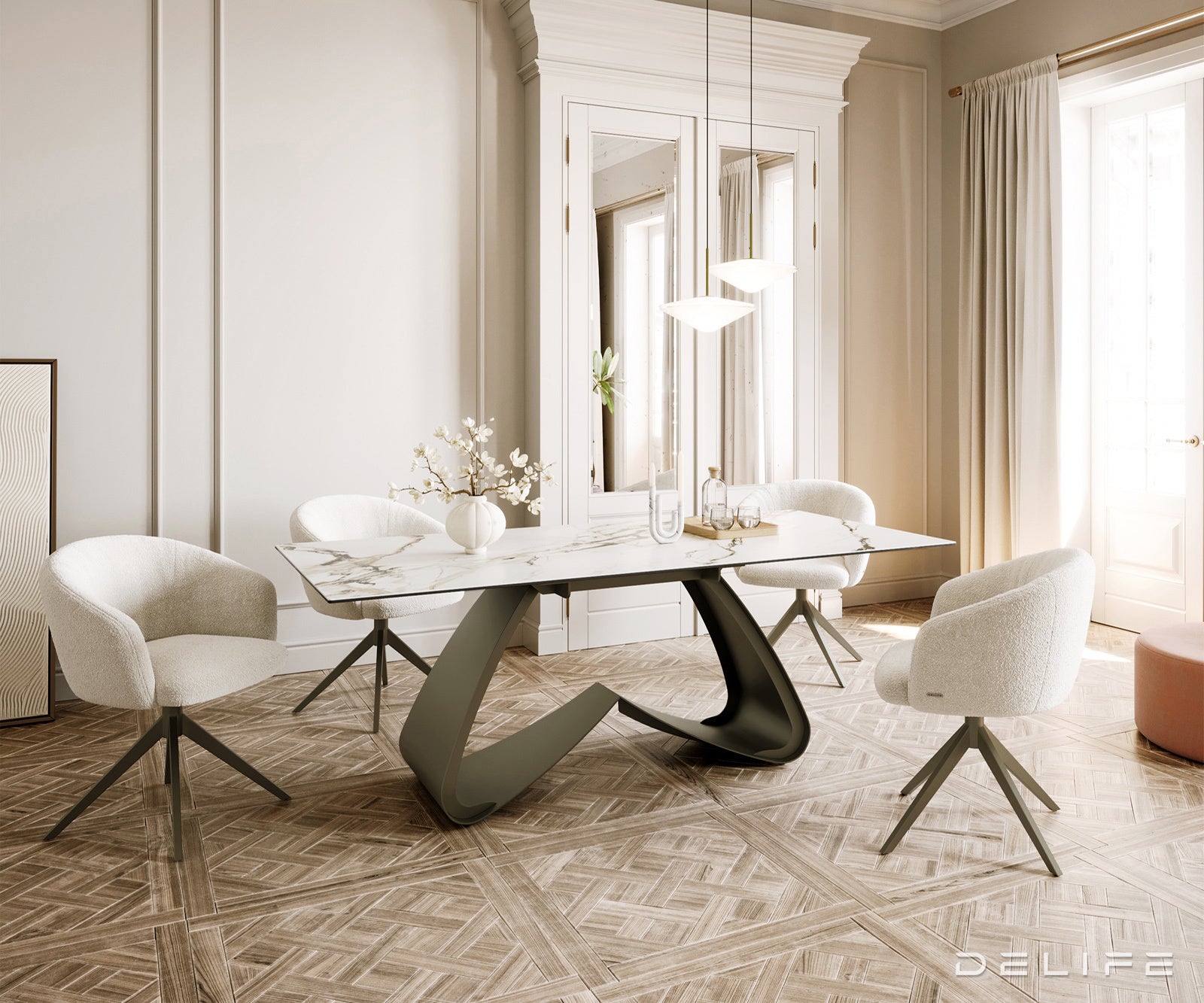 Blagovaonski stol Edge 200x100cm, Materijal: Keramika Calacatta Luxe