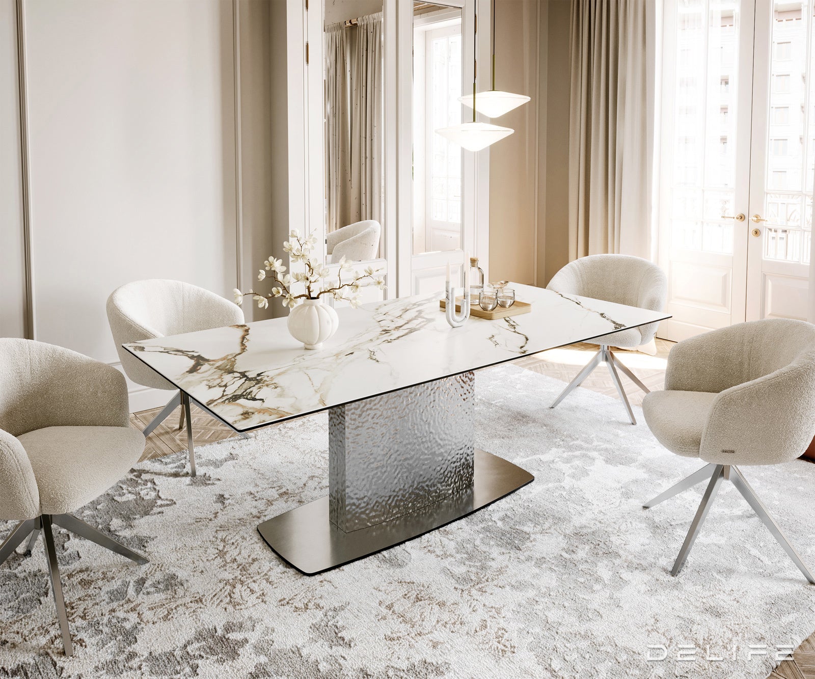 Blagovaonski stol Edge 200x100cm, Materijal: Keramika Calacatta Luxe