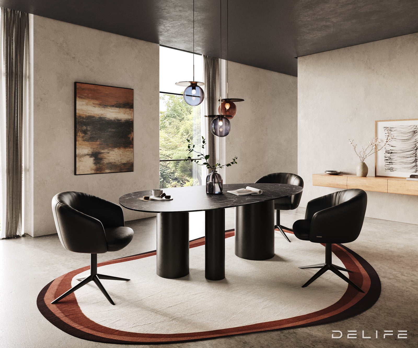Blagovaonski stol Edge 220x120cm, Materijal: Keramika Laminam Nero Greco
