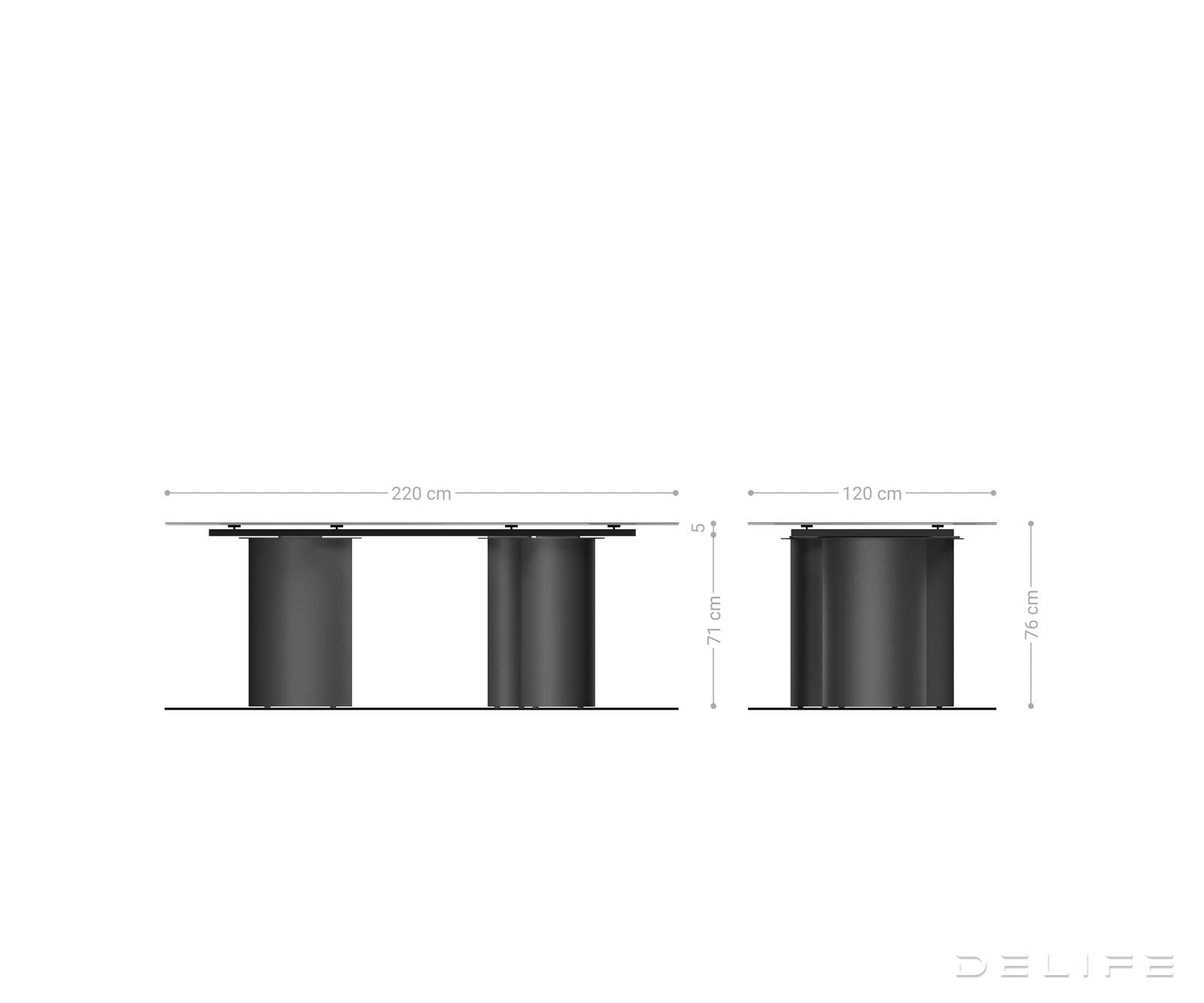 Blagovaonski stol Edge 220x120cm, Materijal: Keramika Laminam Nero Greco