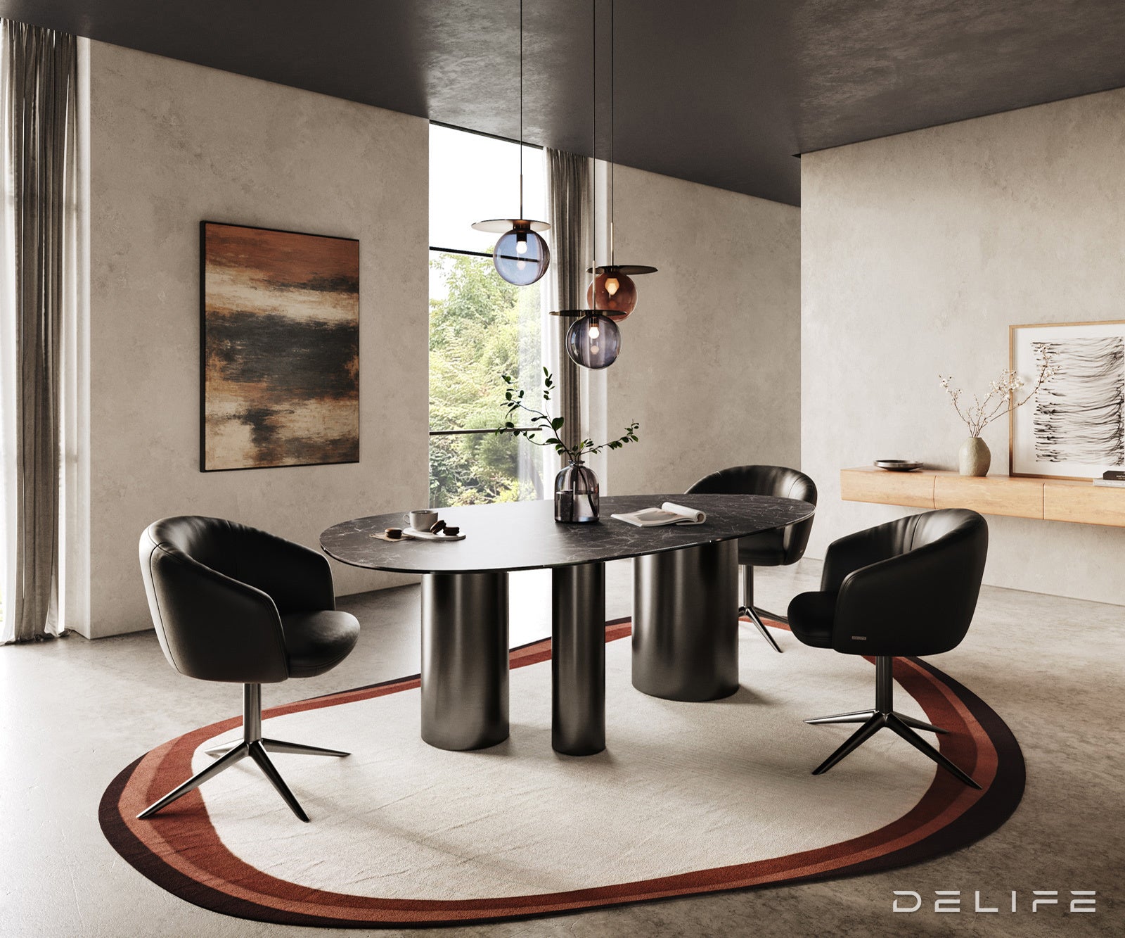 Blagovaonski stol Edge 220x120cm, Materijal: Keramika Laminam Nero Greco