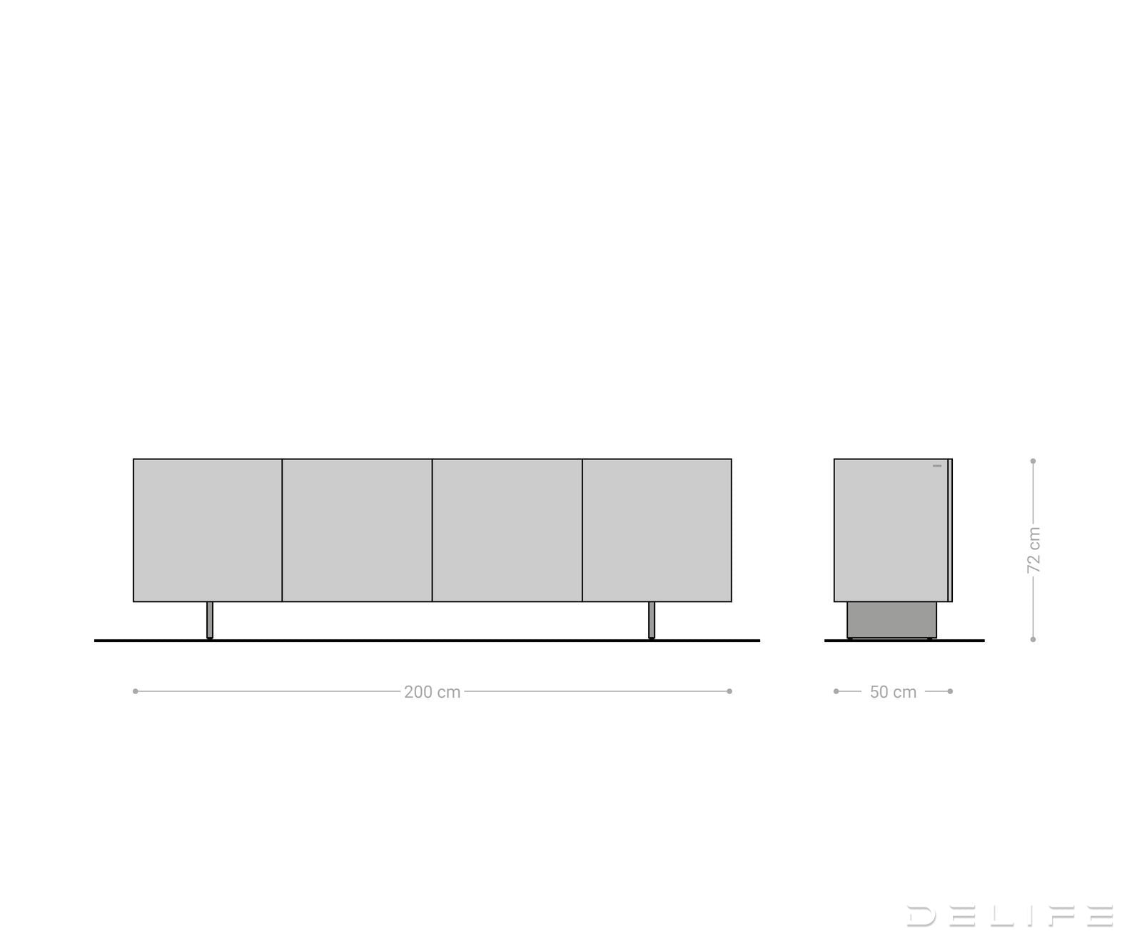 Komoda Aira 200x50cm, Materijal: MDF