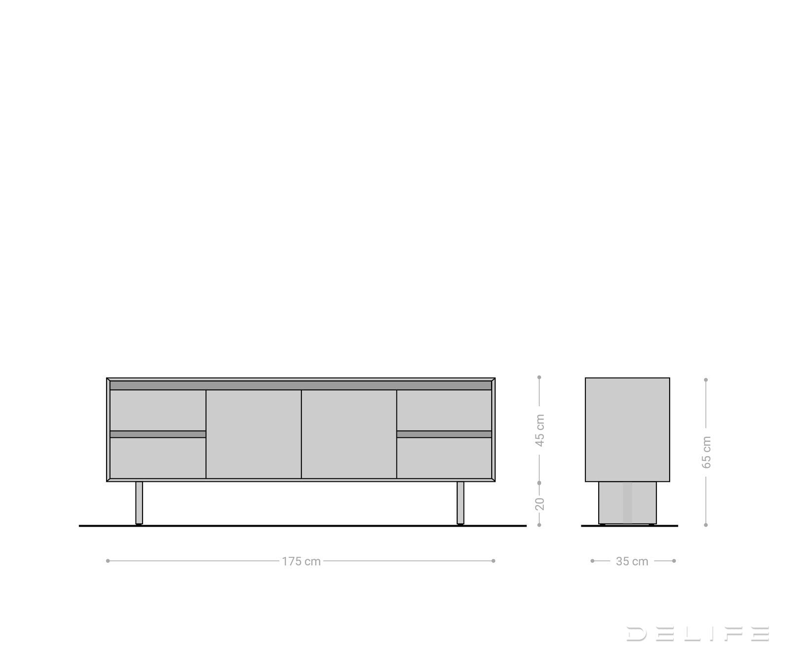 Komoda Elandor 175x35cm, Materijal: Bagrem