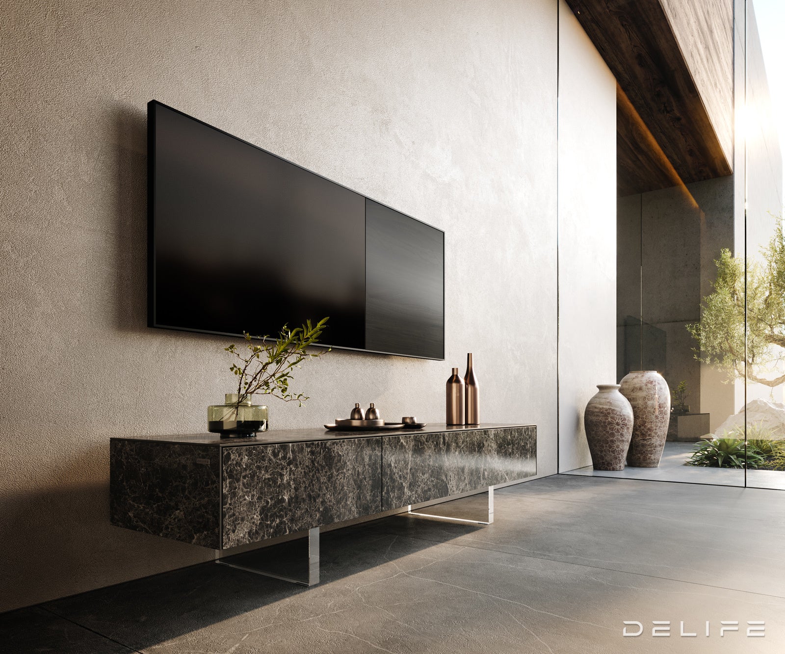 Tv komoda Cuor 150x40cm, Materijal: Keramika Emperador Extra Lucidato