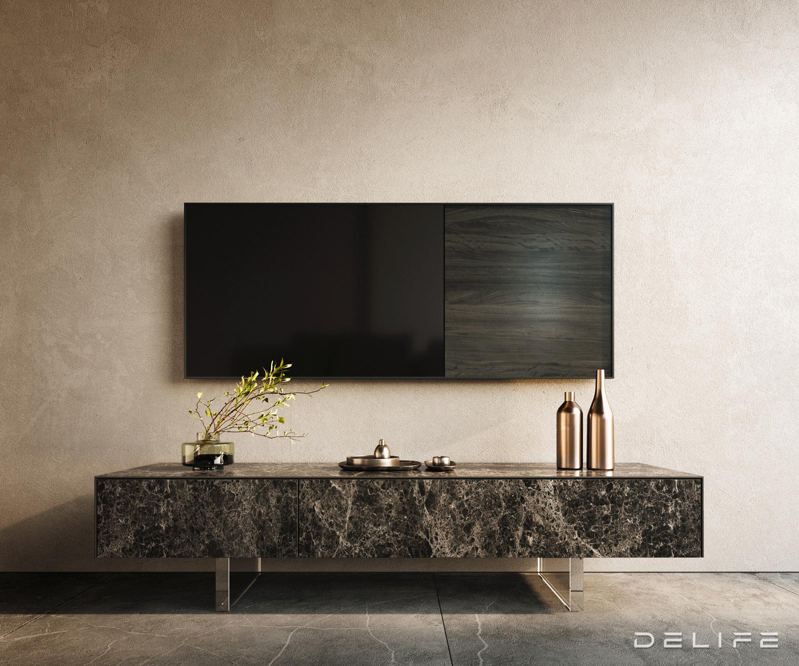Tv komoda Cuor 150x40cm, Materijal: Keramika Emperador Extra Lucidato