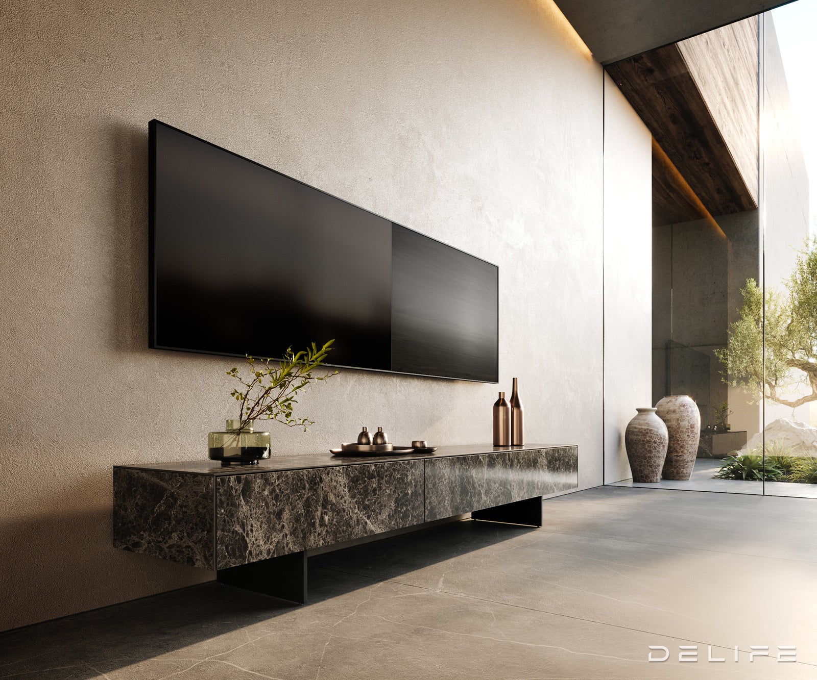 Tv komoda Cuor 200x40cm, Materijal: Keramika Emperador Extra Lucidato
