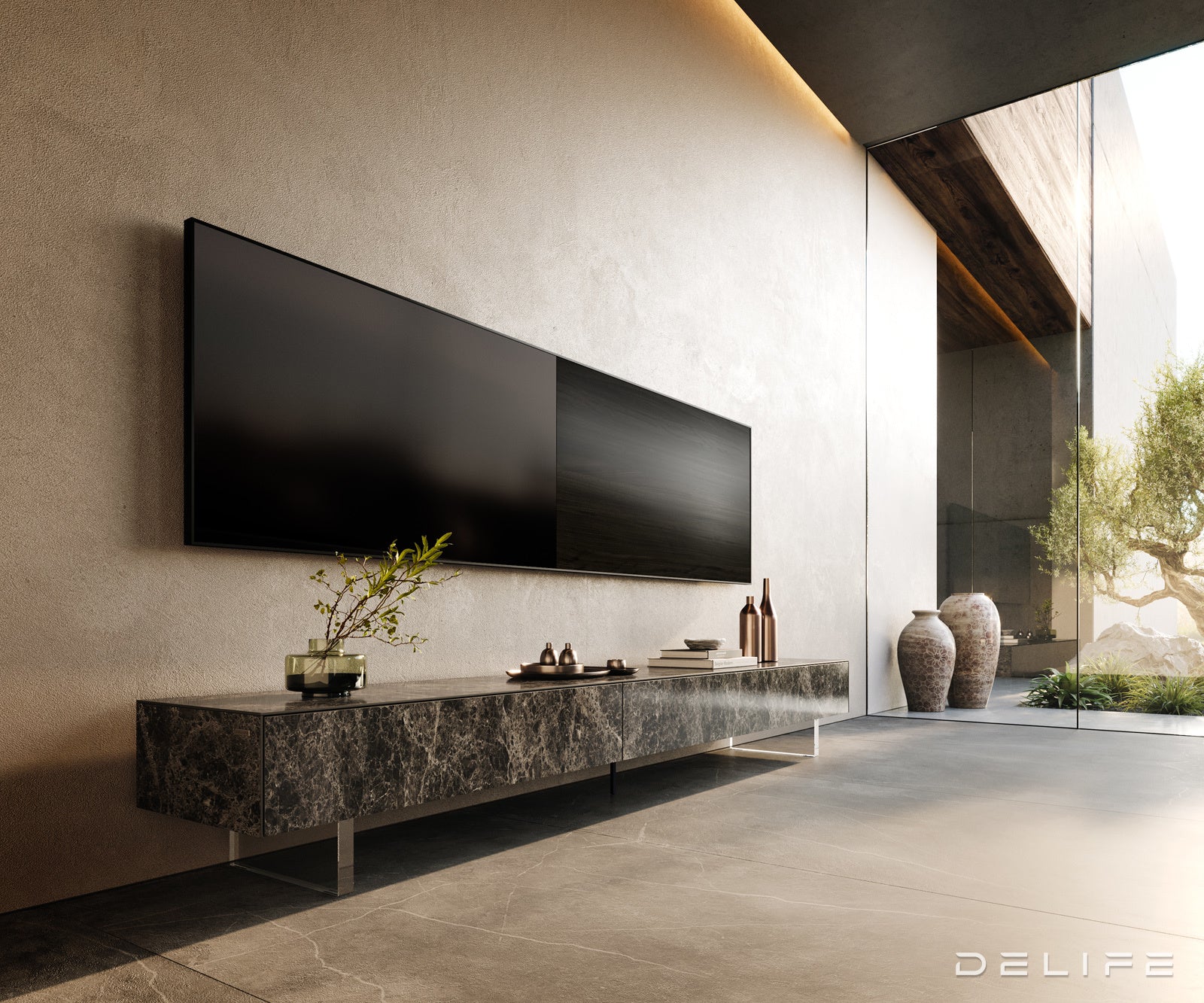 Tv komoda Cuor 250x40cm, Materijal: Keramika Emperador Extra Lucidato