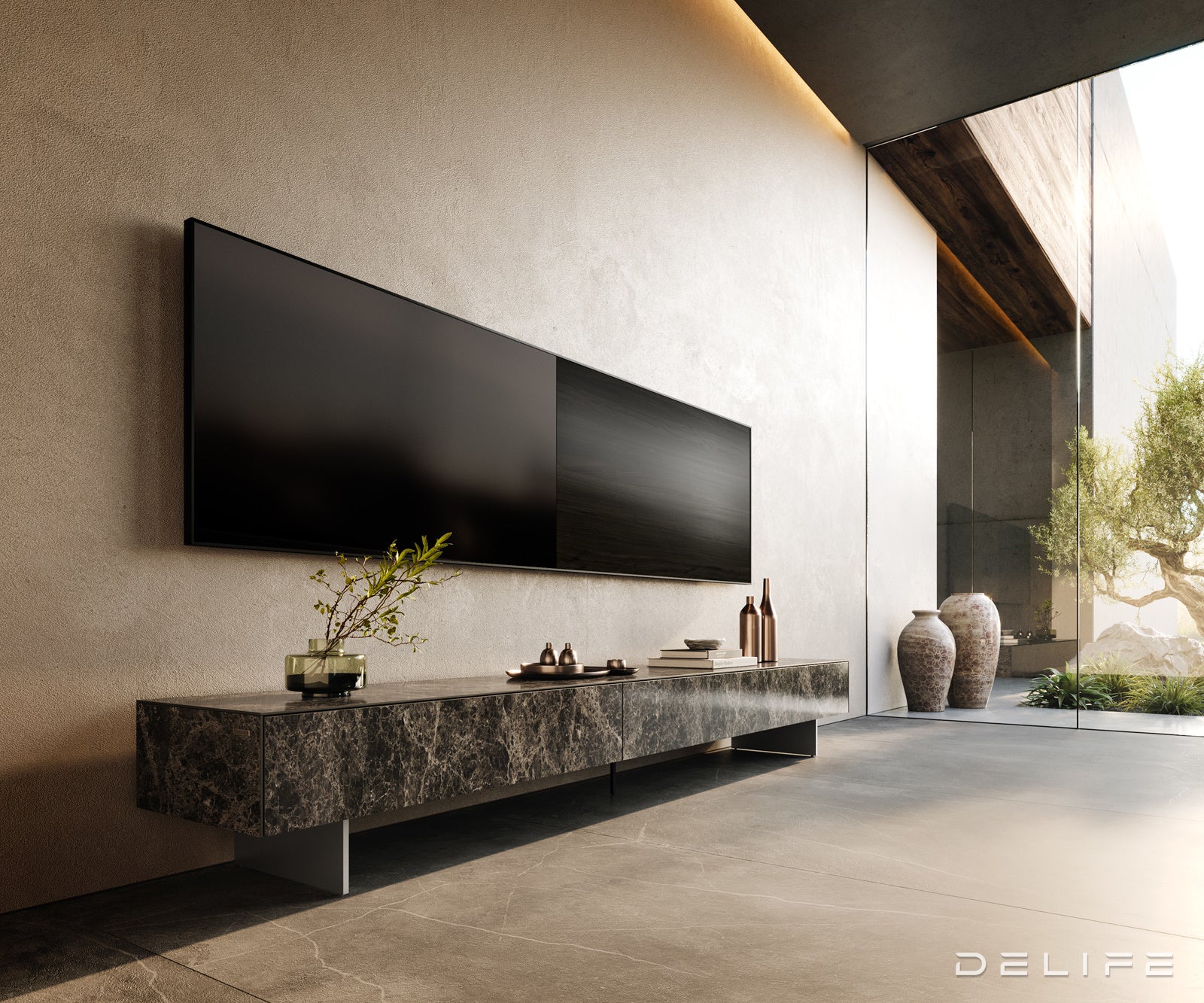 Tv komoda Cuor 250x40cm, Materijal: Keramika Emperador Extra Lucidato